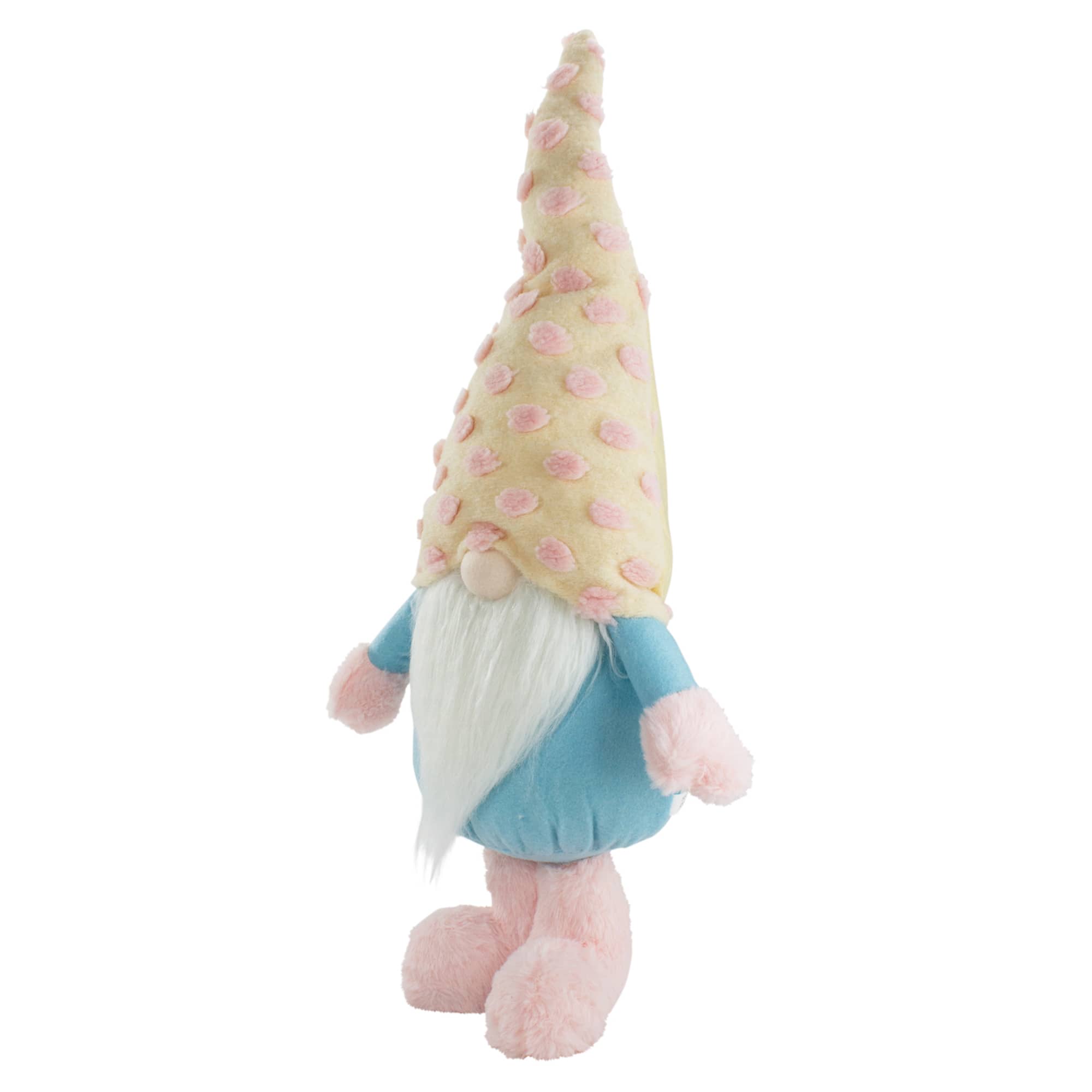 22&#x22; Blue &#x26; Pink Spring Plush Gnome with Polka Dot Hat Figure