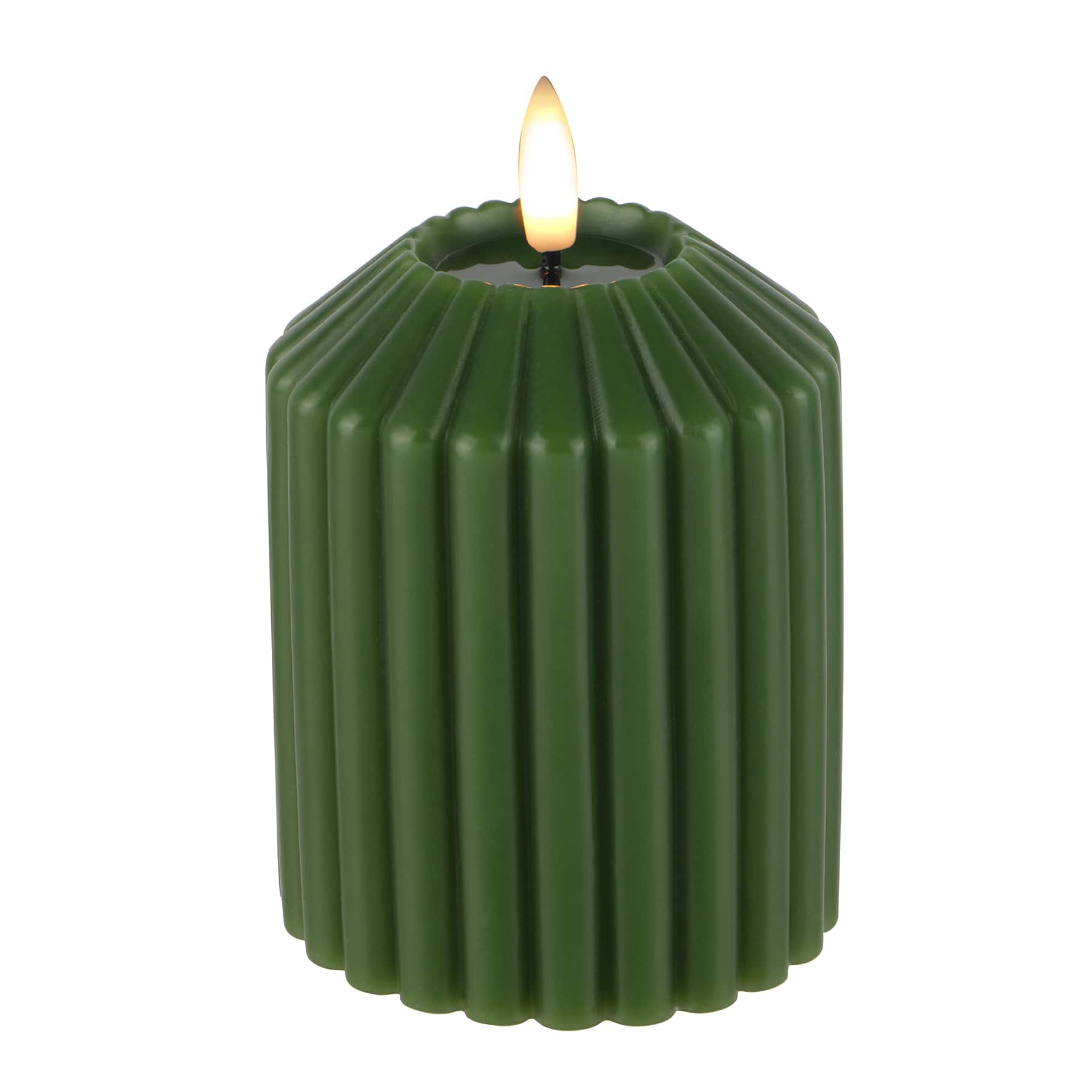 4" Ribbed Wax LED Pillar Candle by Ashland®