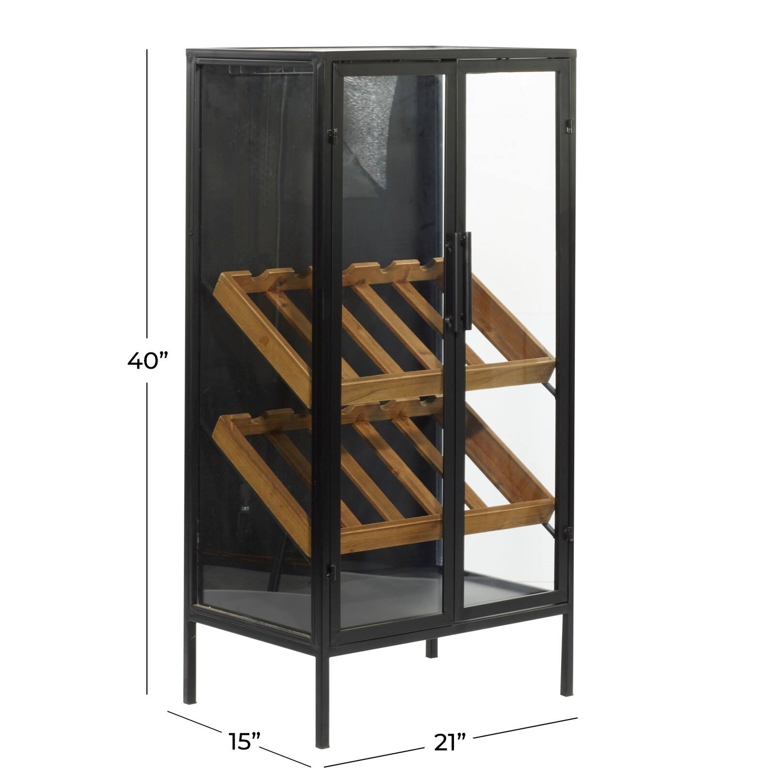 40&#x27;&#x27; Black Wood Contemporary Standing Wine Rack