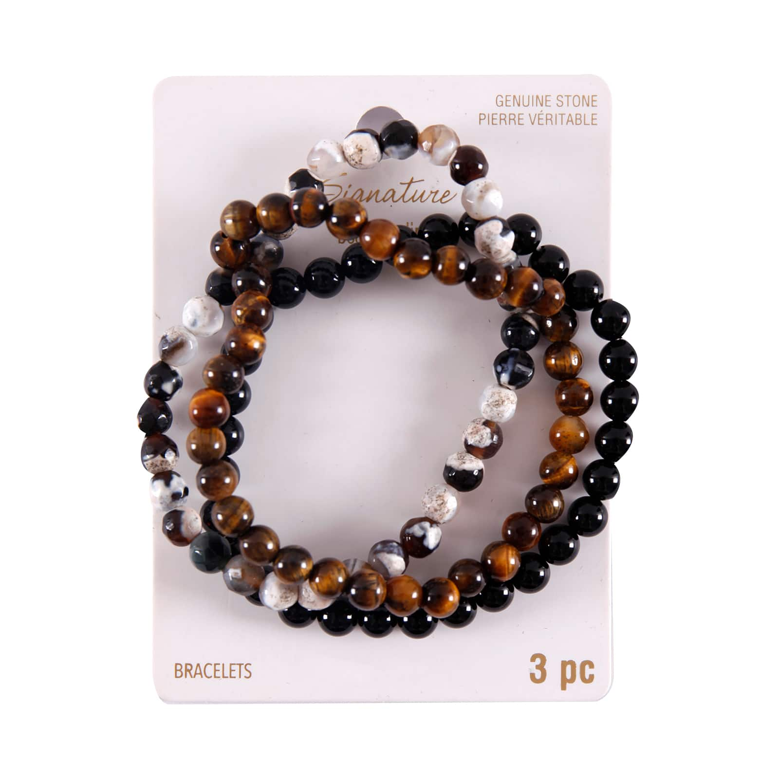 Signature Color Shop Black Agate, Fire Agate &#x26; Tiger Eye Bracelets by Bead Landing&#x2122;