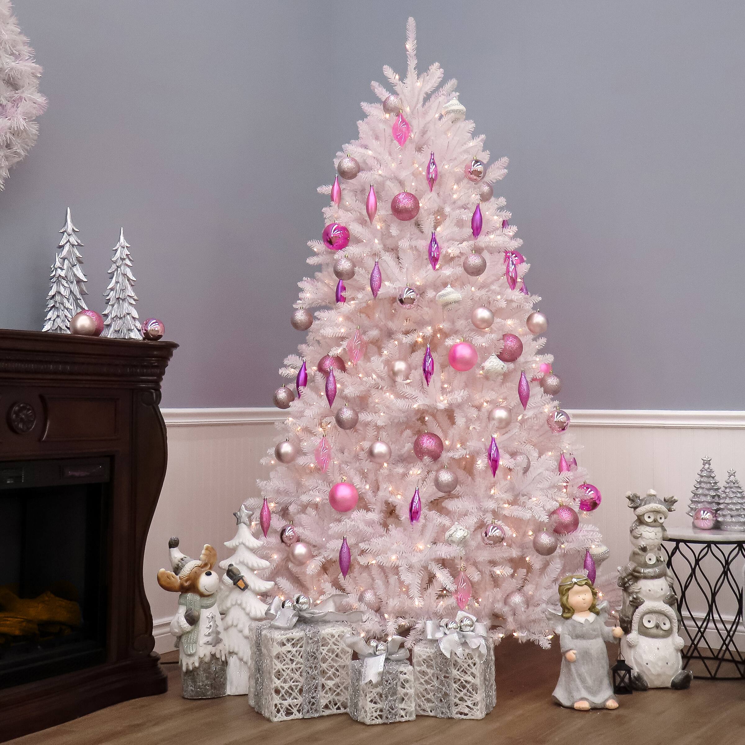 9ft. Pre-Lit Dunhill&#xAE; White Fir Artificial Christmas Tree, Clear Lights