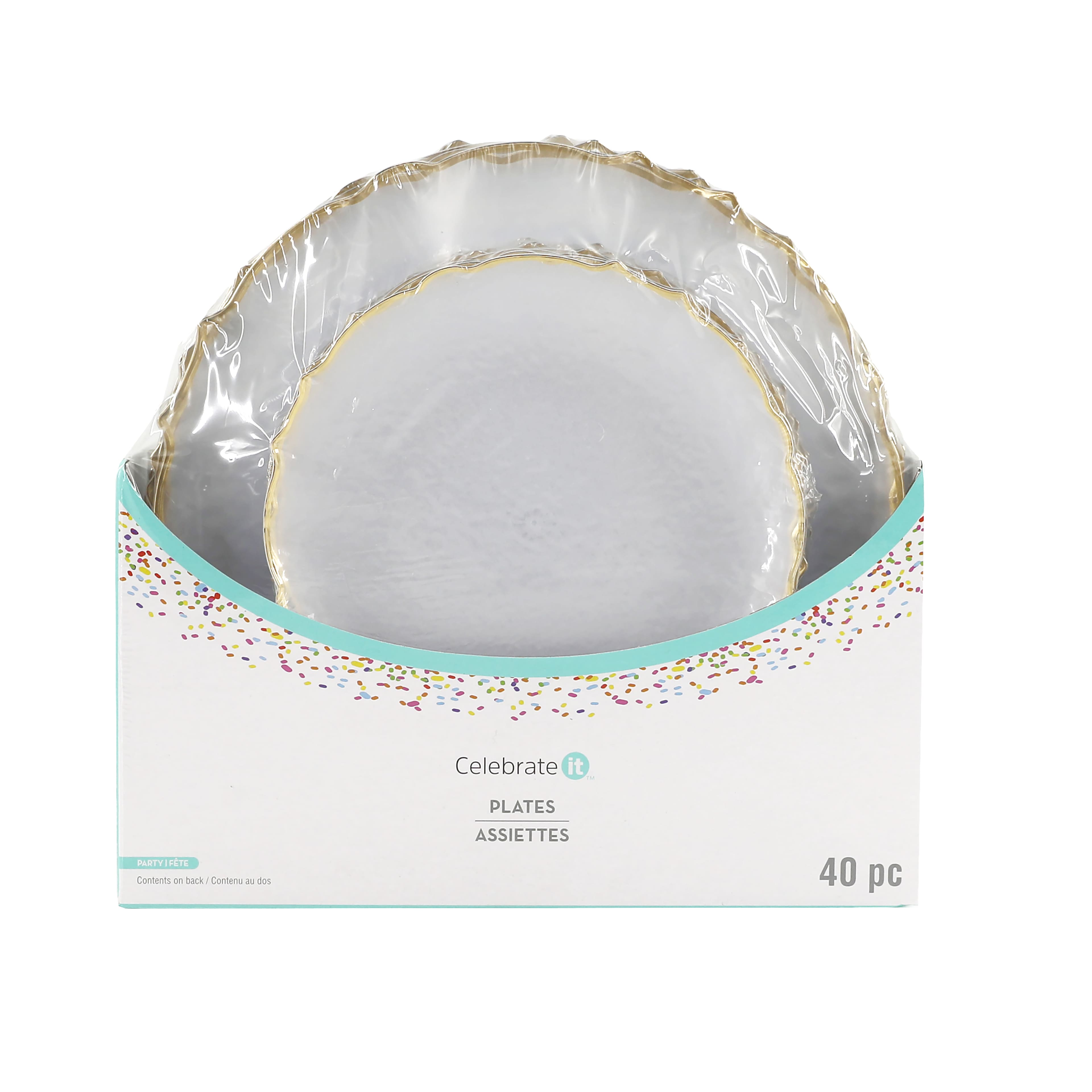 Gold Rim Clear Lunch &#x26; Dinner Plate Set, 40ct. by Celebrate It&#x2122;
