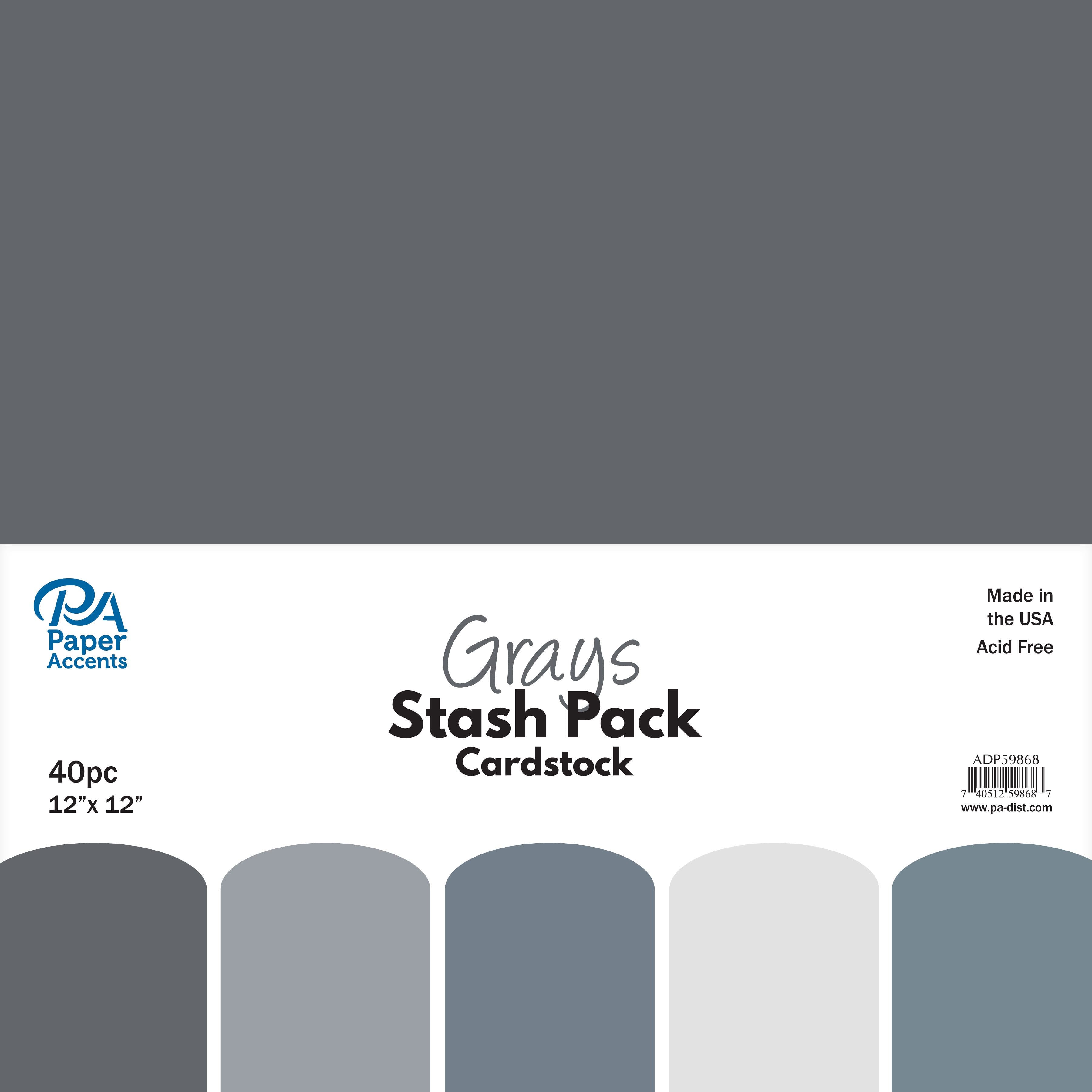 PA Paper&#x2122; Accents Grays Stash Pack 12&#x22; x 12&#x22; Paper, 40 Sheets