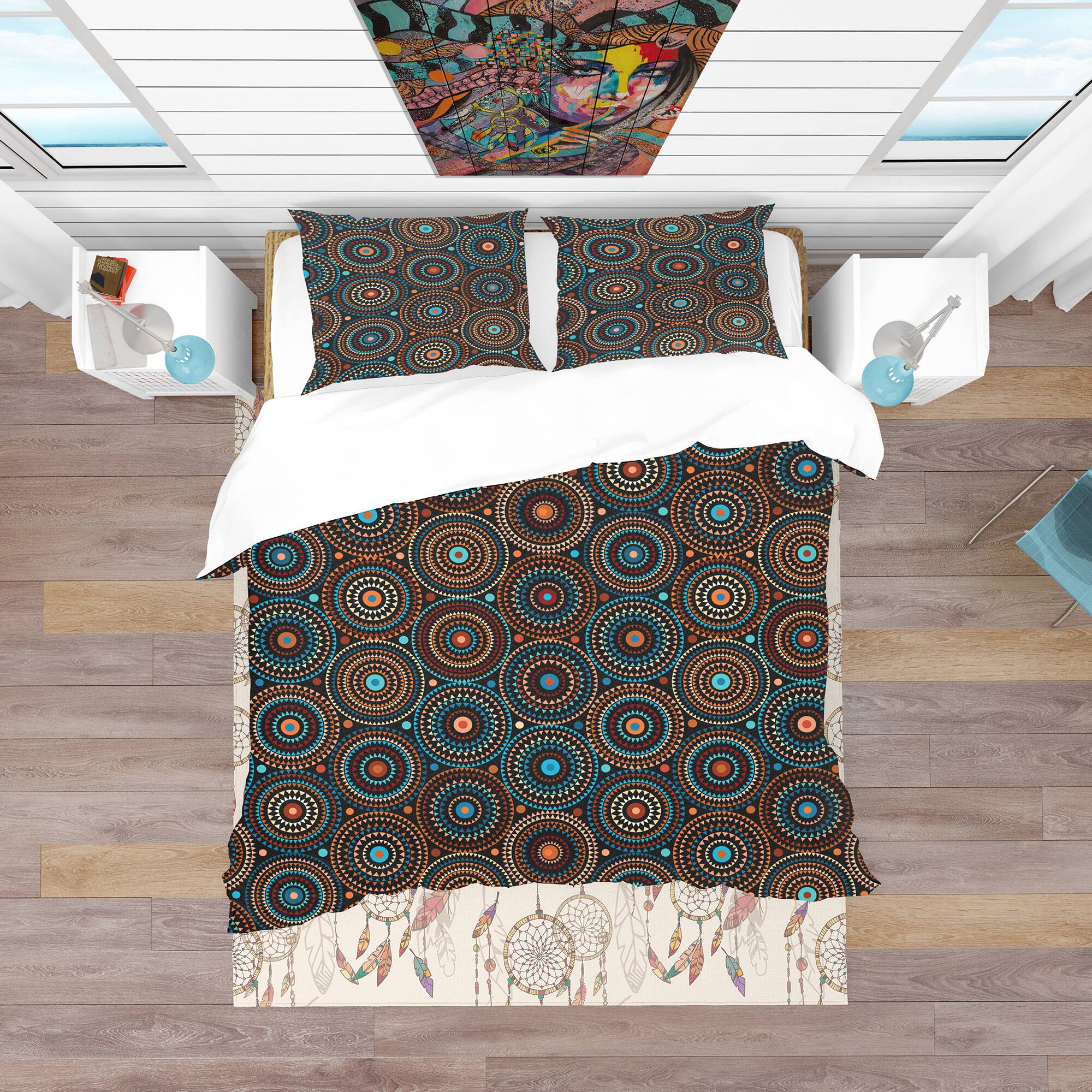 Designart 'Ethnic Geometric Pattern' Bohemian & Eclectic Bedding Set - Duvet Cover & Shams