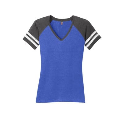 District® Women's Game V-Neck T-Shirt in Heathered True Royal/Heathered Charcoal | X-Large | Michaels®