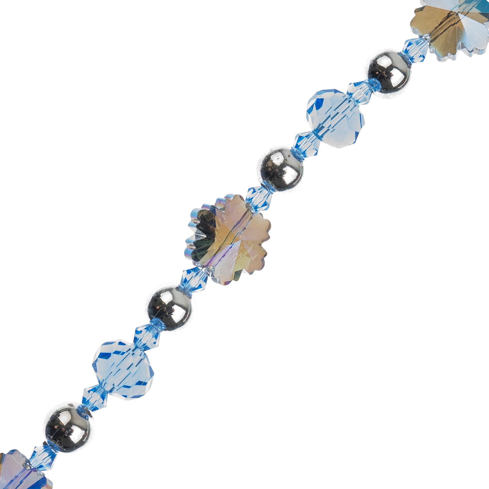 Crystal Lane DIY 7" Silver & Blue Snowflake Designer Holiday Christmas Glass Bead Strand