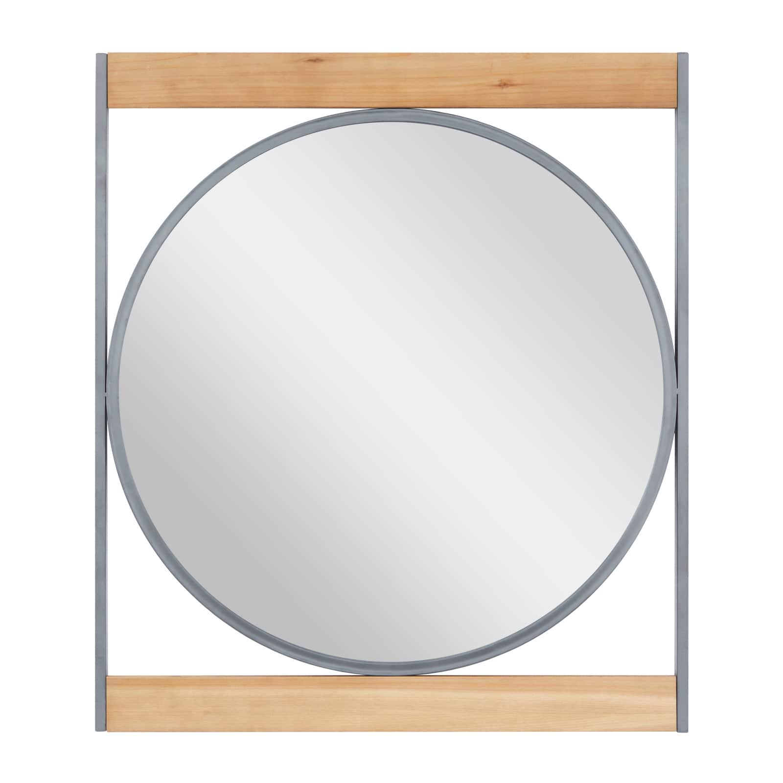 Brown Iron Industrial Wall Mirror, 34" x 30" x 1"