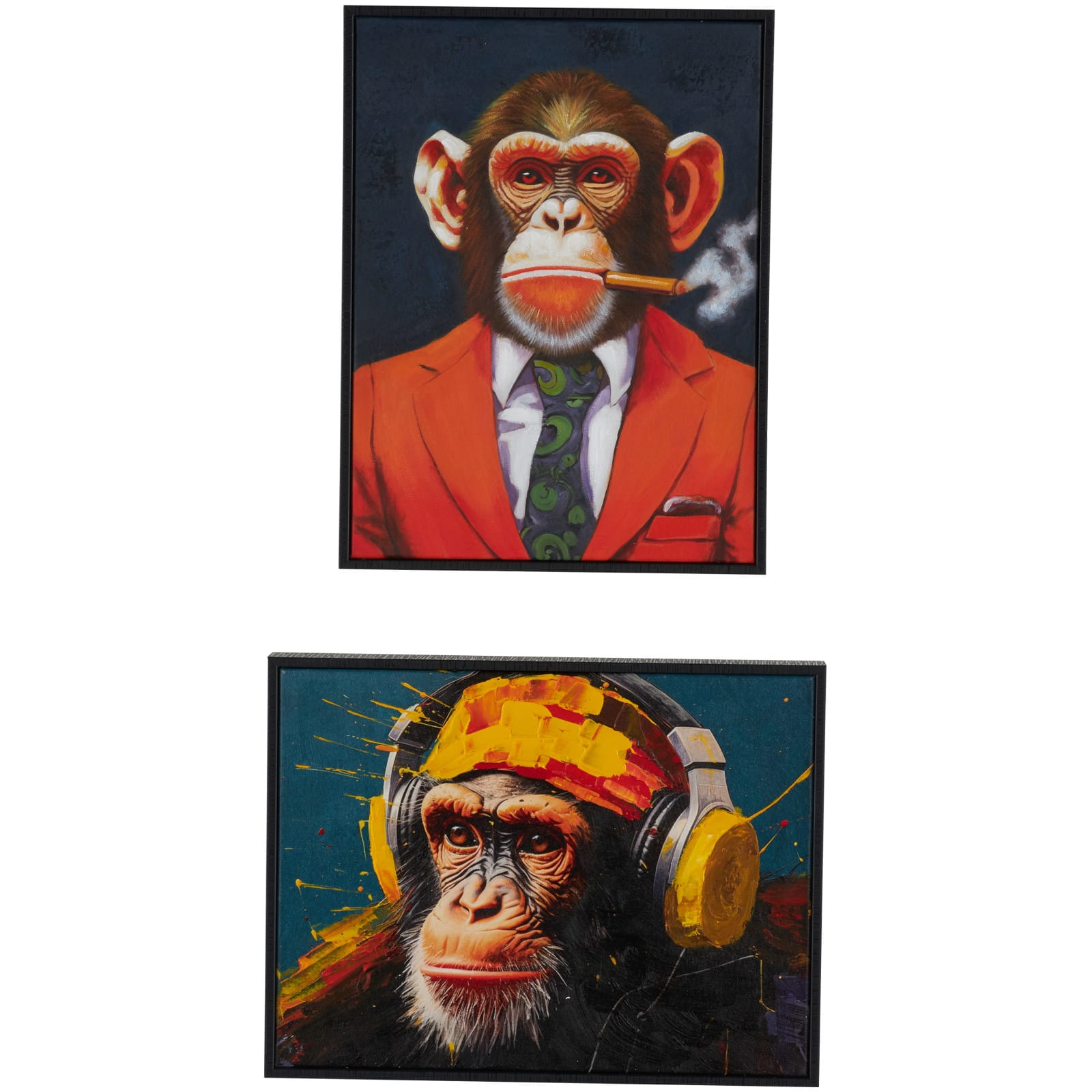 Multicolored Canvas Monkey Business Living Room Framed Wall Art Set