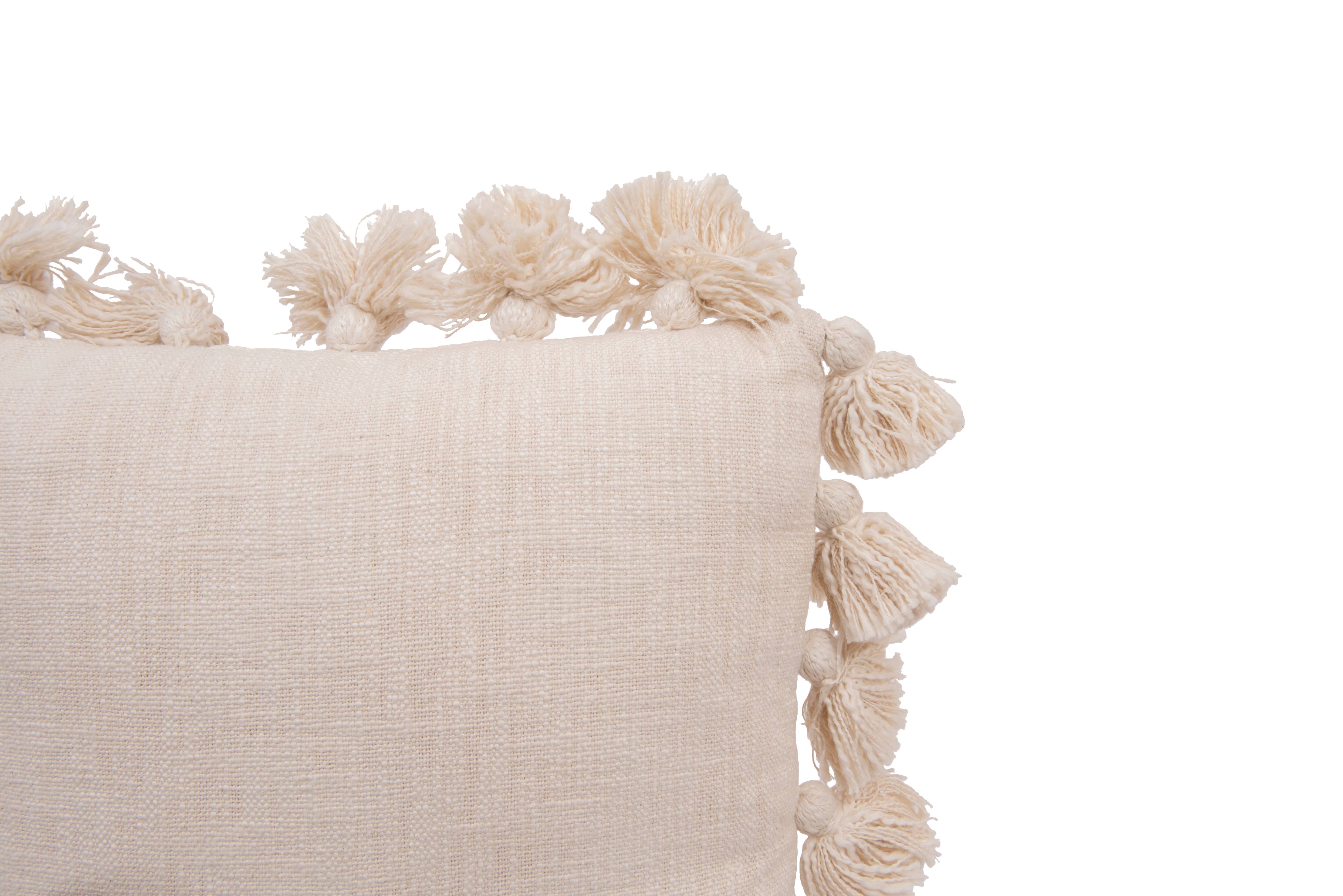 Hello Honey&#xAE; Woven Cotton Slub Pillow with Tassels