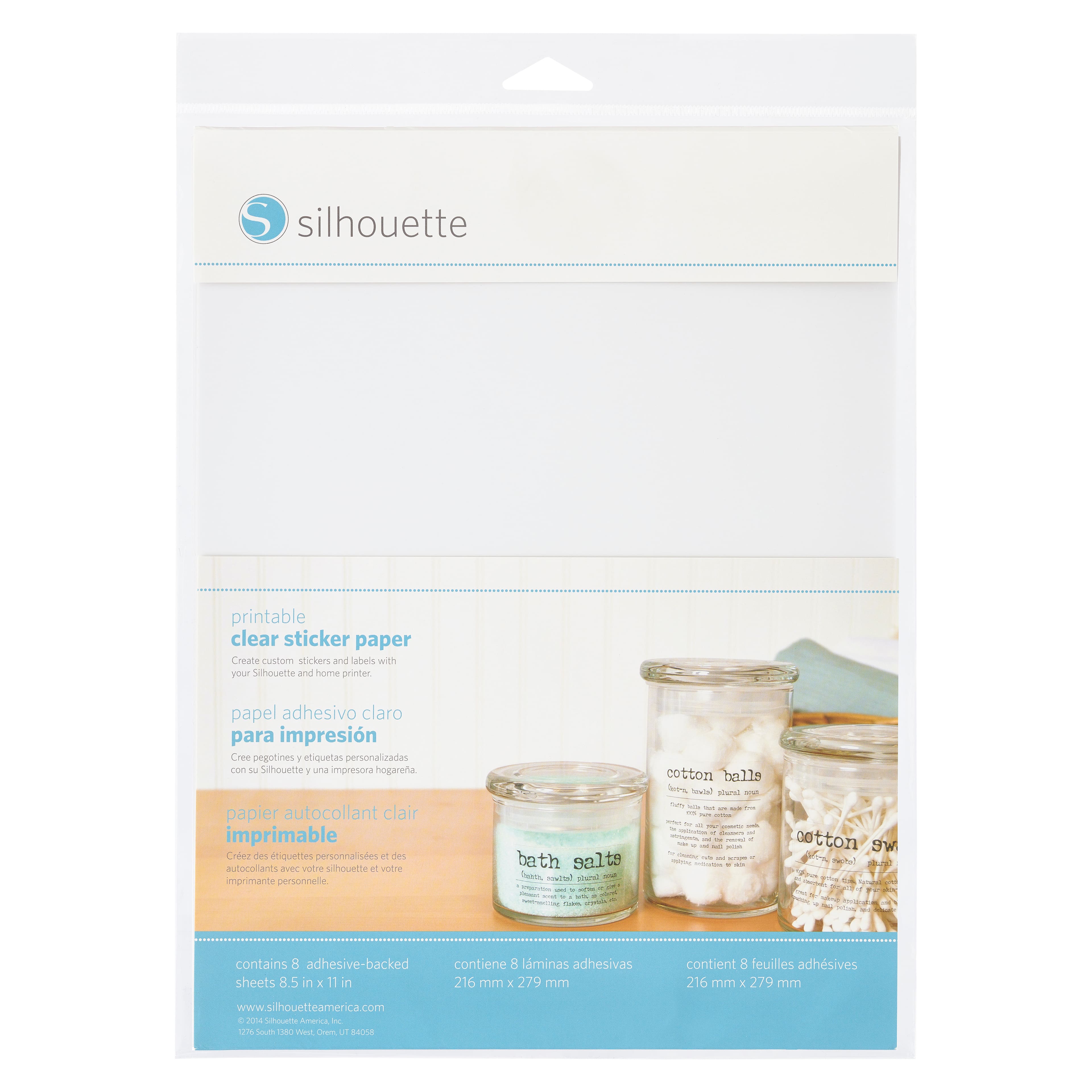 10 Packs: 8 ct. (80 total) Silhouette&#xAE; Printable Clear Sticker Paper
