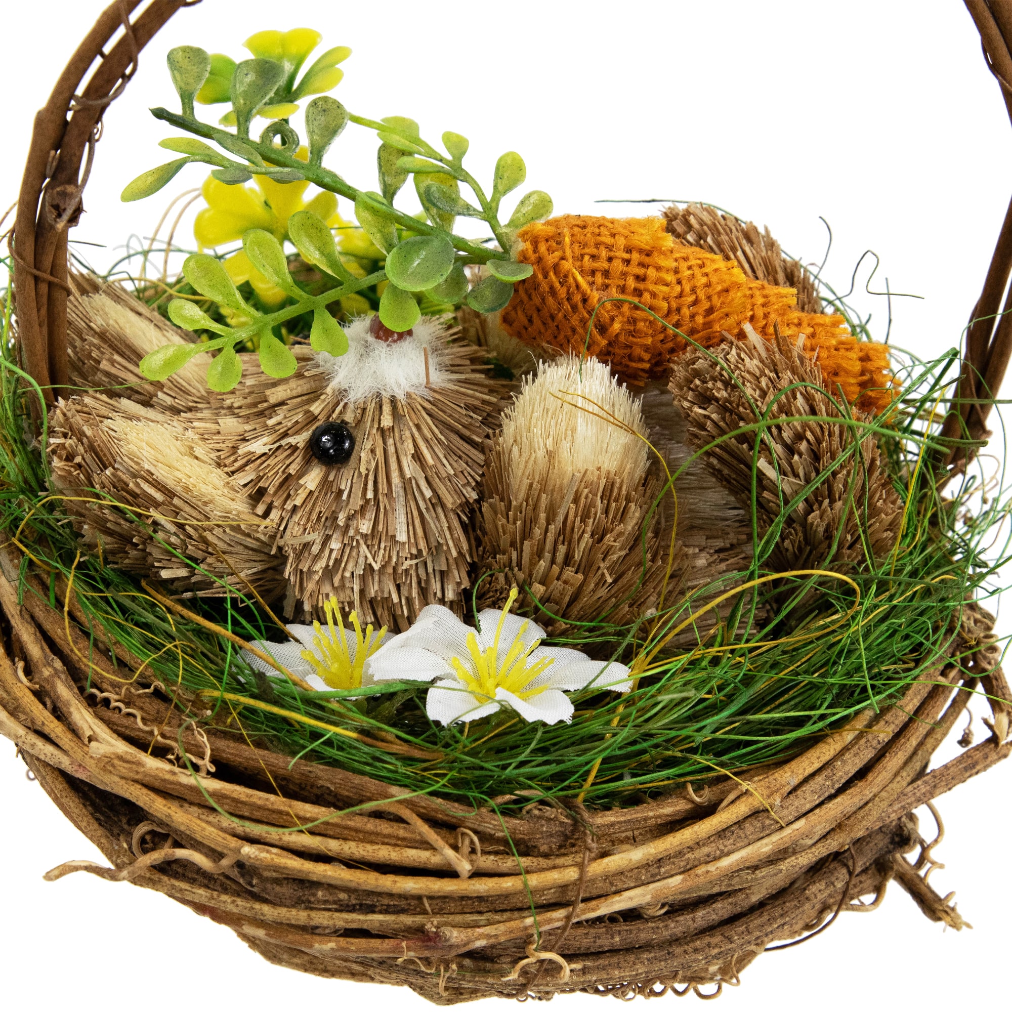 6.5" Bunny in Woven Basket Easter Décor