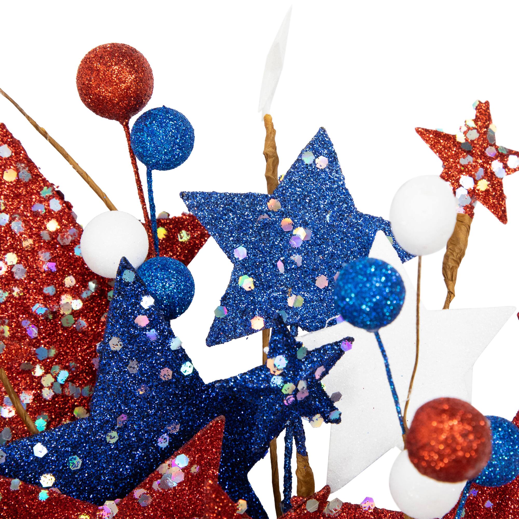 24&#x22; Stars &#x26; Stripes Glittered Patriotic Artificial Twig Wreath