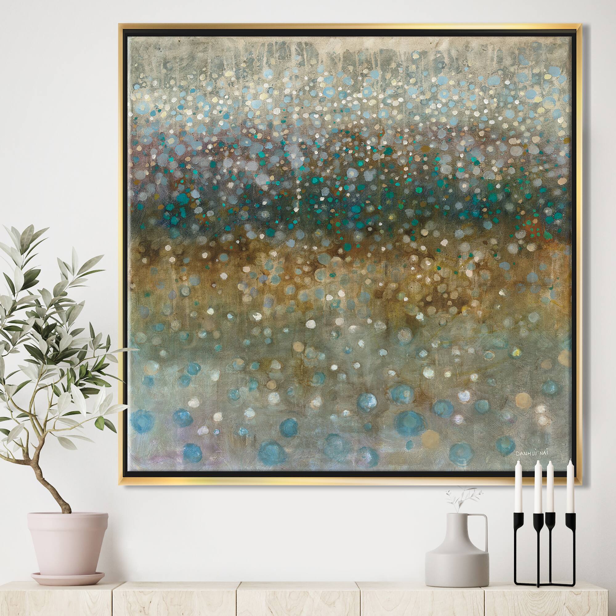 Designart - Brown Rain - Cabin & Lodge Framed Canvas