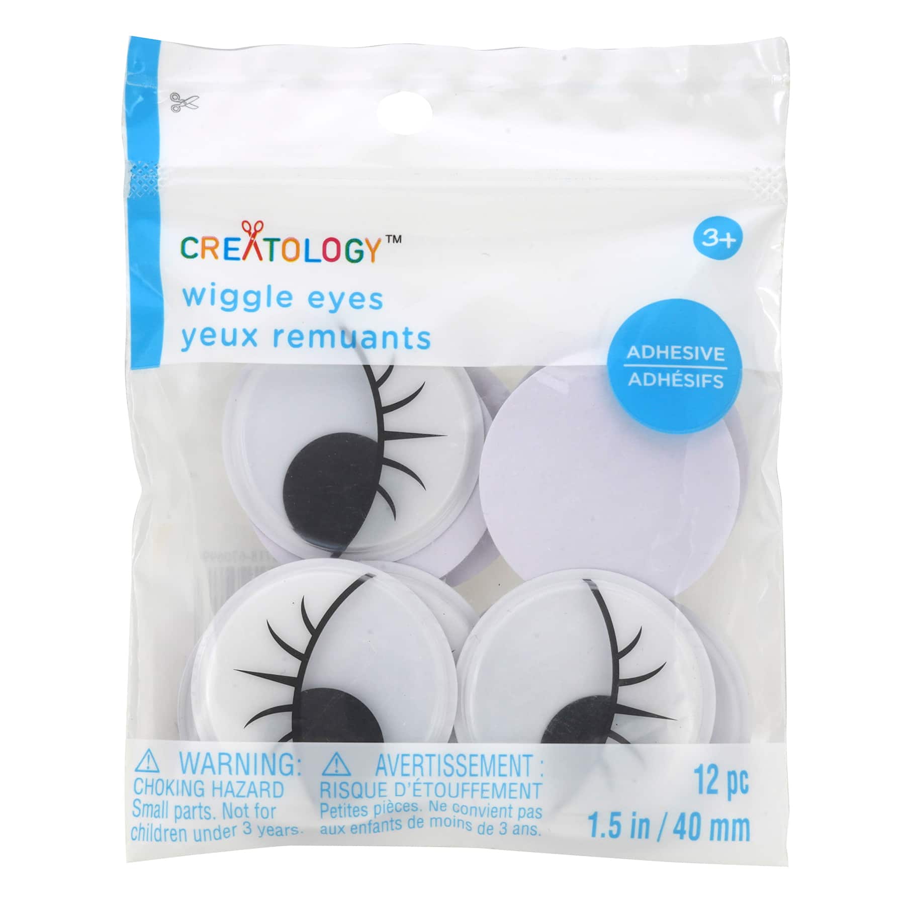 40mm Lash Adhesive Wiggle Eyes by Creatology&#x2122;, 12ct.
