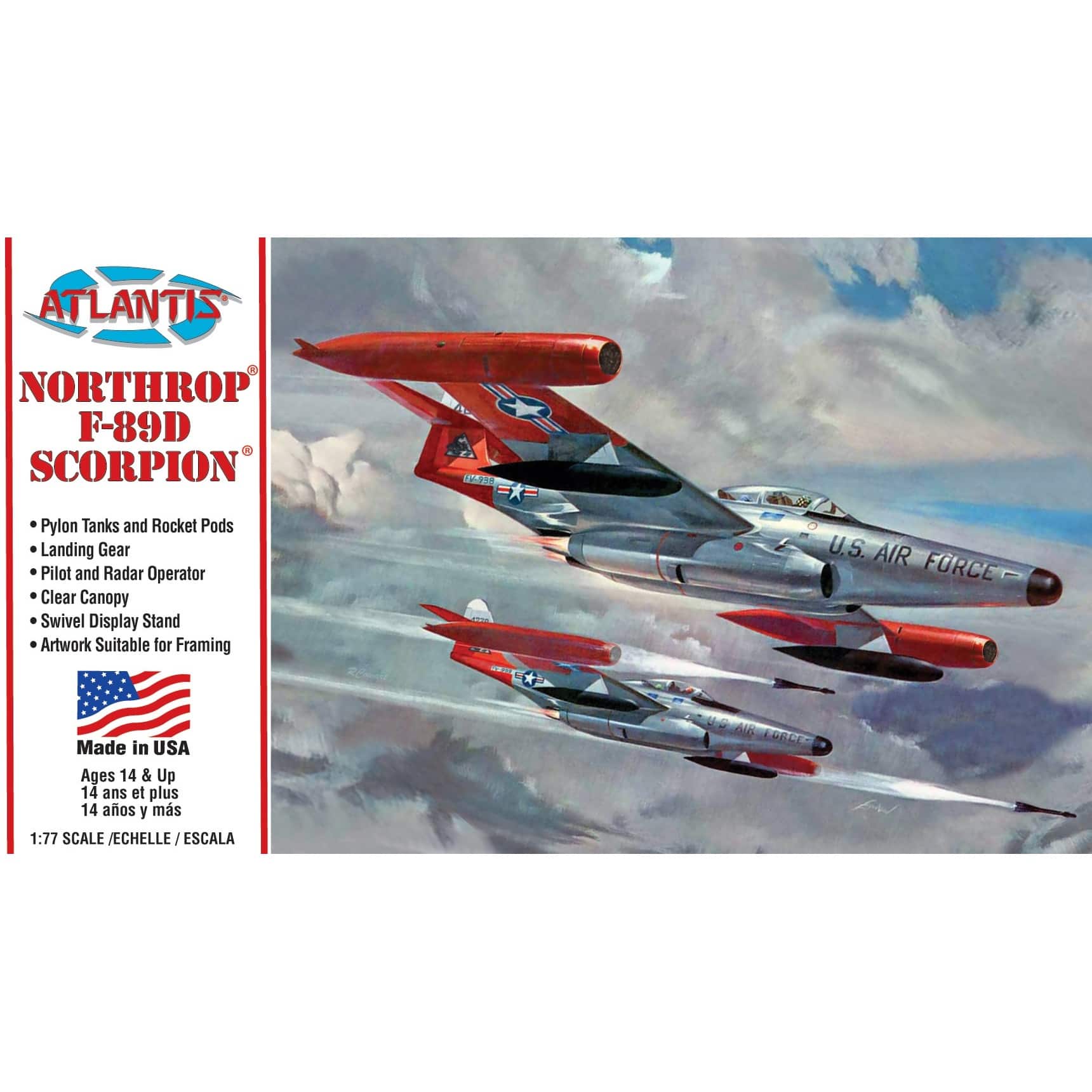 Atlantis&#xAE; Northrop F-89D Scorpion Plastic Model Kit with Swivel Stand