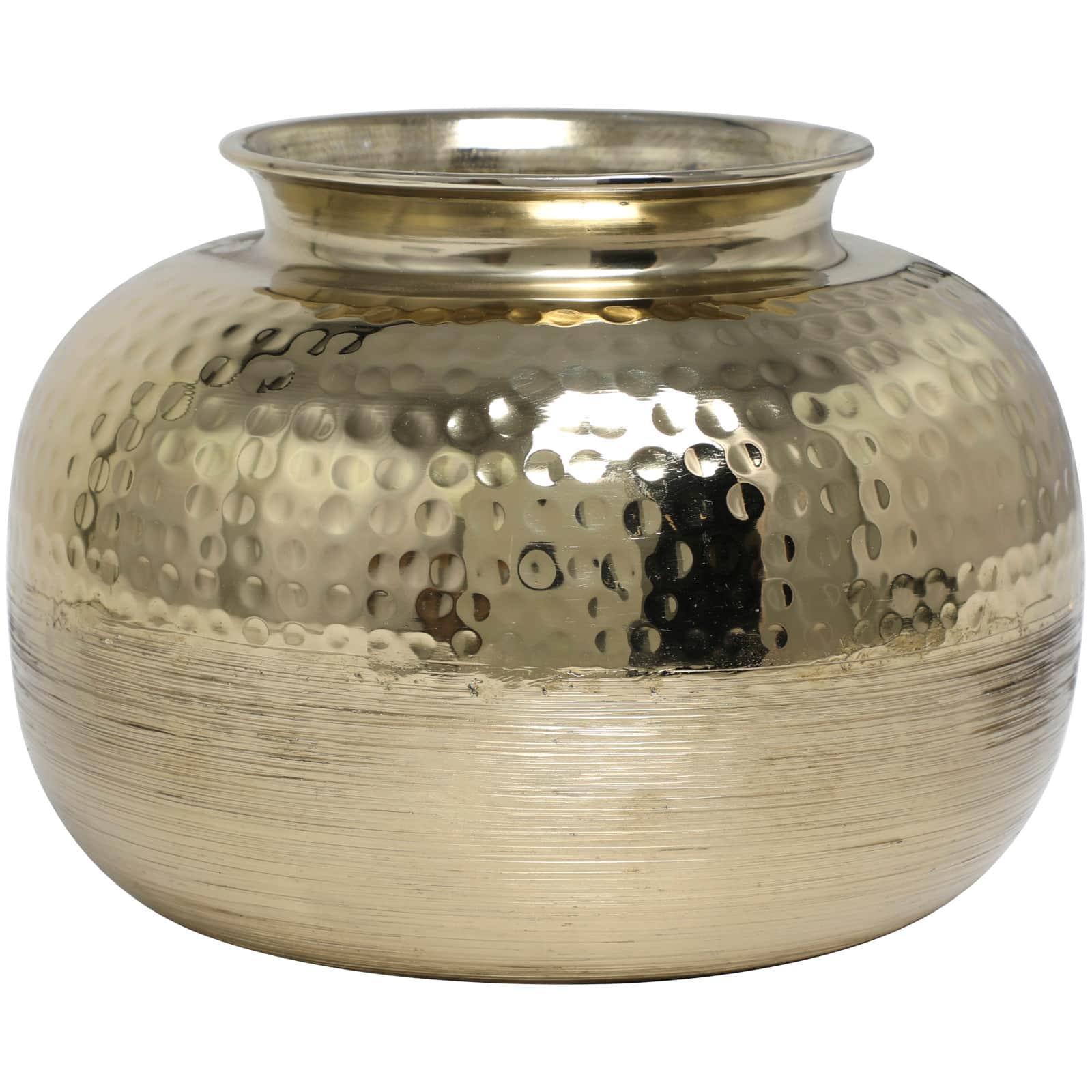 7" Gold Aluminum Brushed Vase with Hammered Top