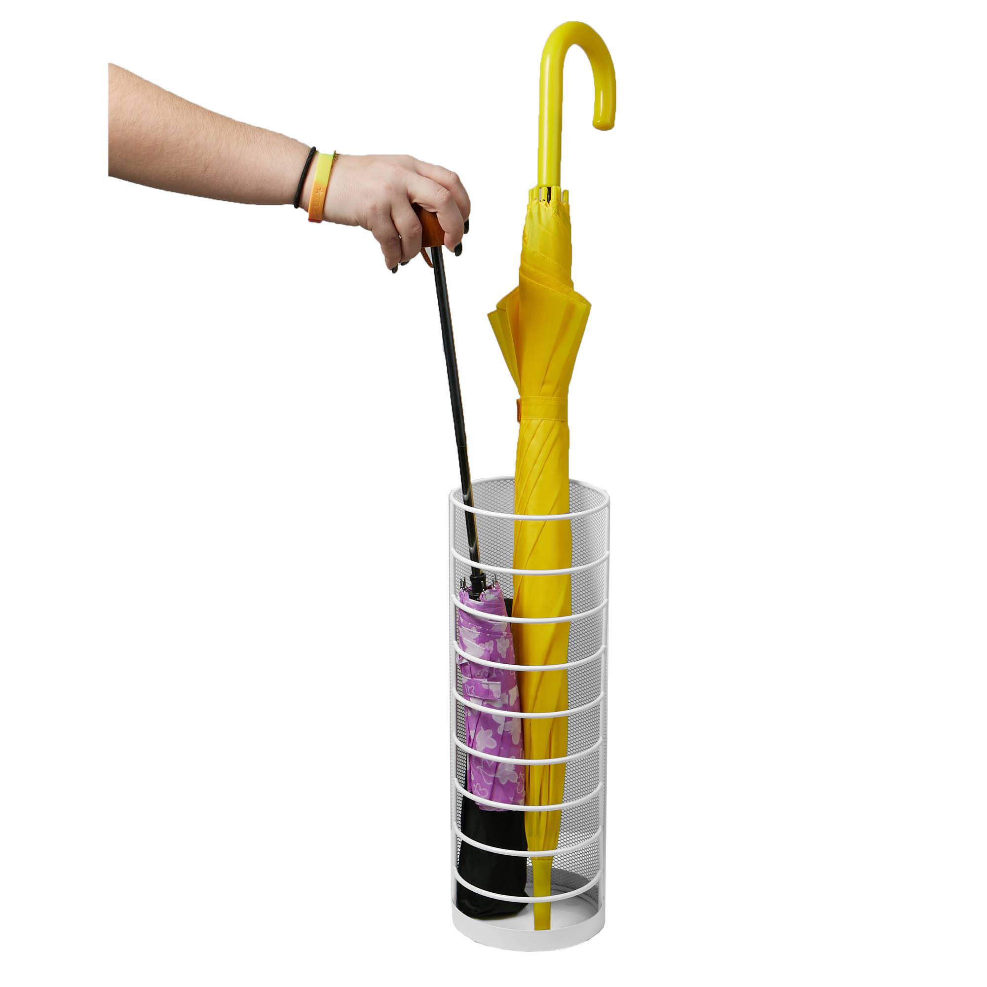 Mind Reader White Round Wire Basket Umbrella Stand