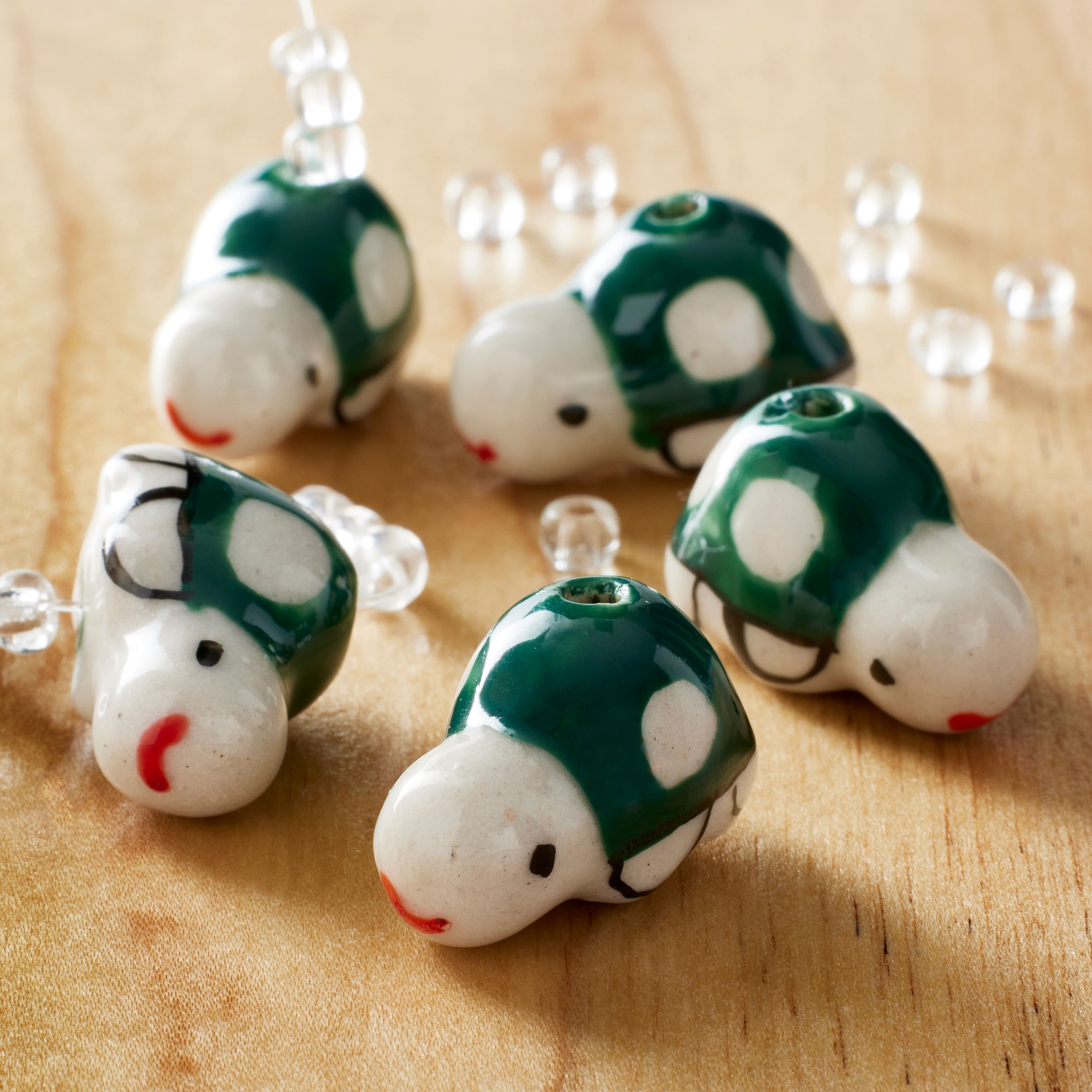 12 Pack: Green Turtle Ceramic Beads, 20mm by Bead Landing™