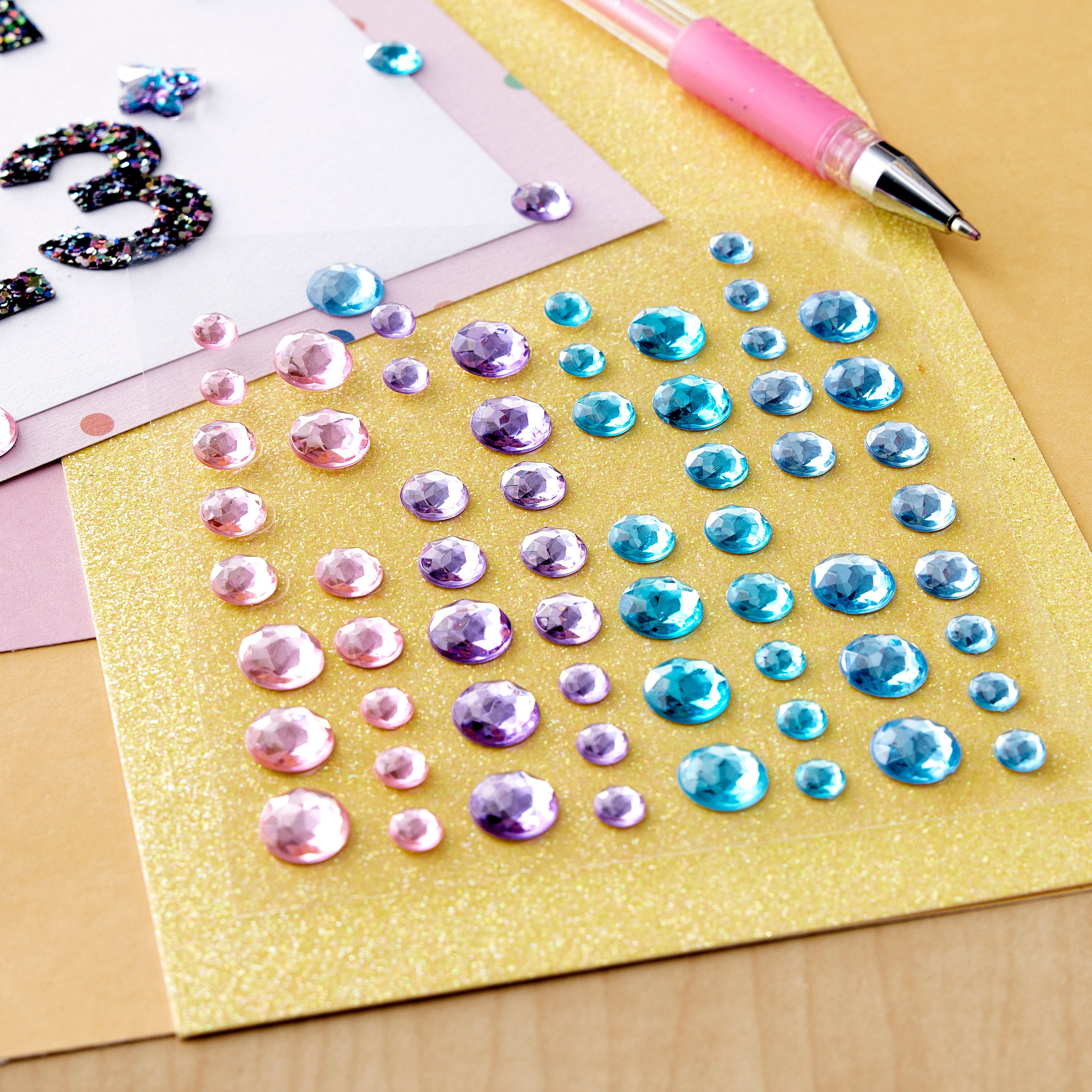 12 Packs: 72 ct. (864 total) Pastel Rhinestone Stickers by Recollections&#x2122;