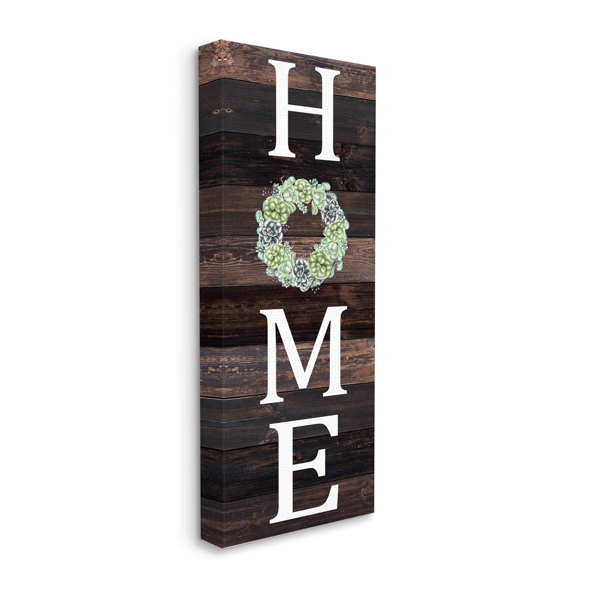 Stupell Industries Home Green Succulent Wreath Greeting Canvas Wall Art