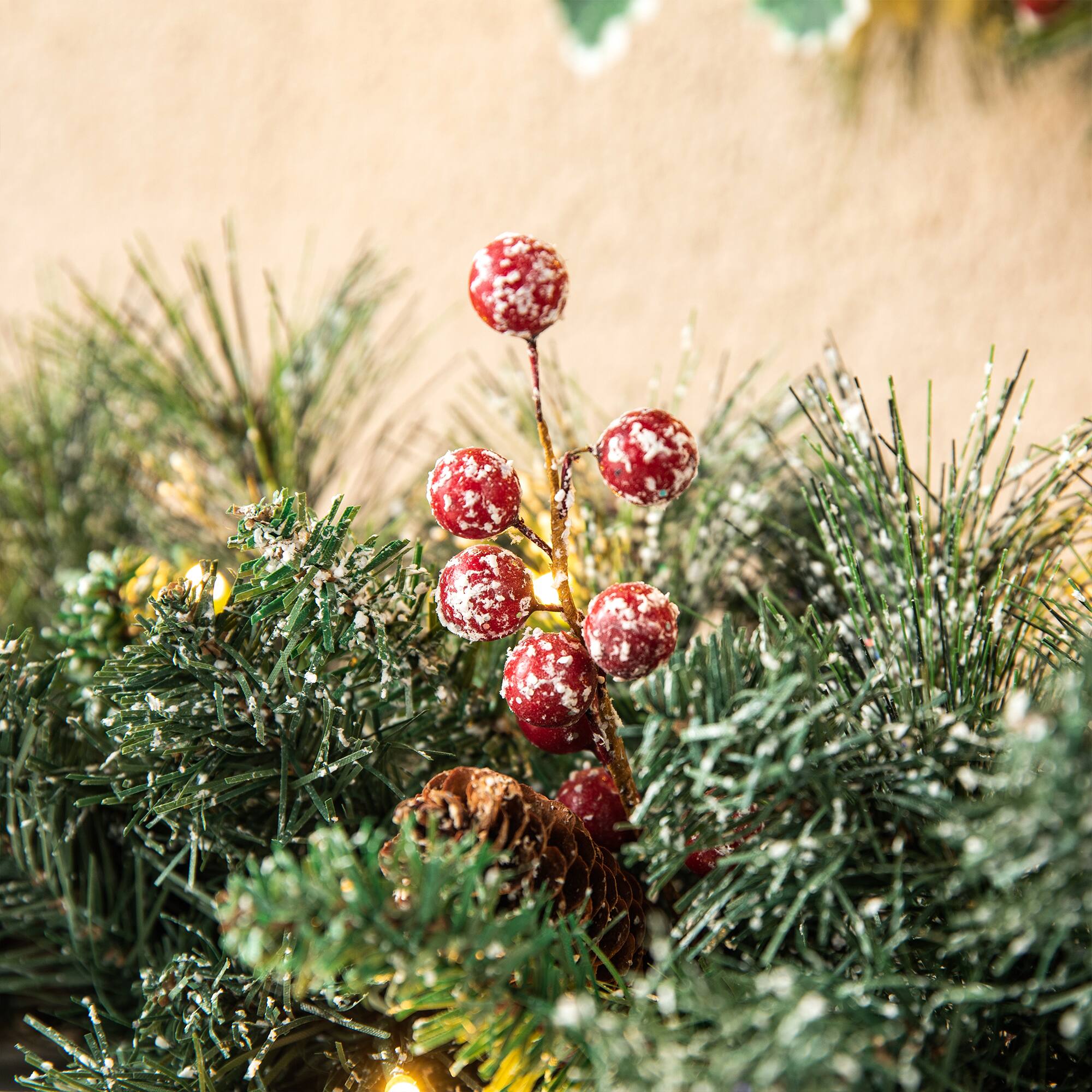 Glitzhome&#xAE; 6ft. Pre-Lit Glittered Pinecones &#x26; Berries Christmas Garland, 2ct.