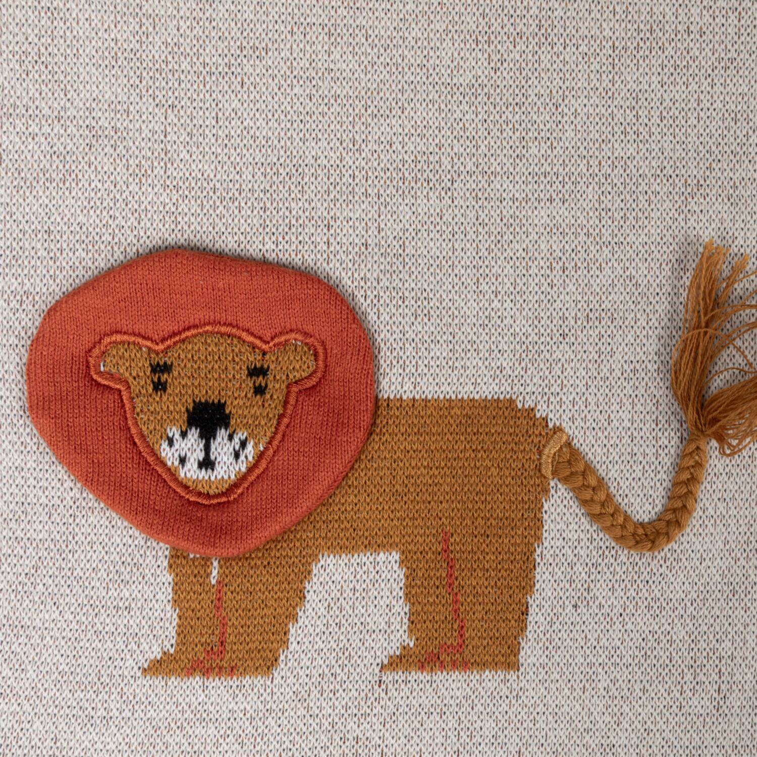 Lion Print Cotton Knit Baby Blanket