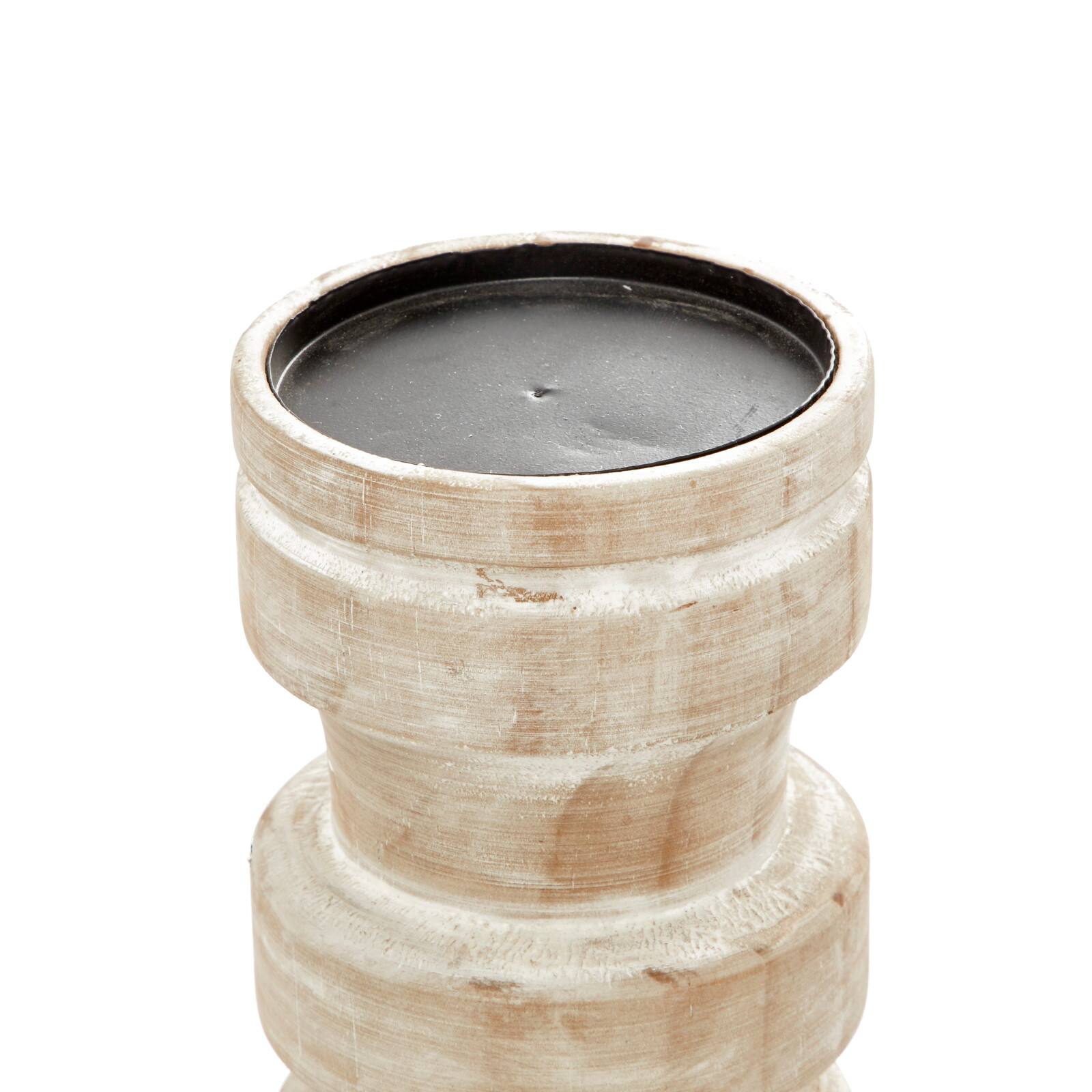 Brown Wood Natural Candle Holder Set