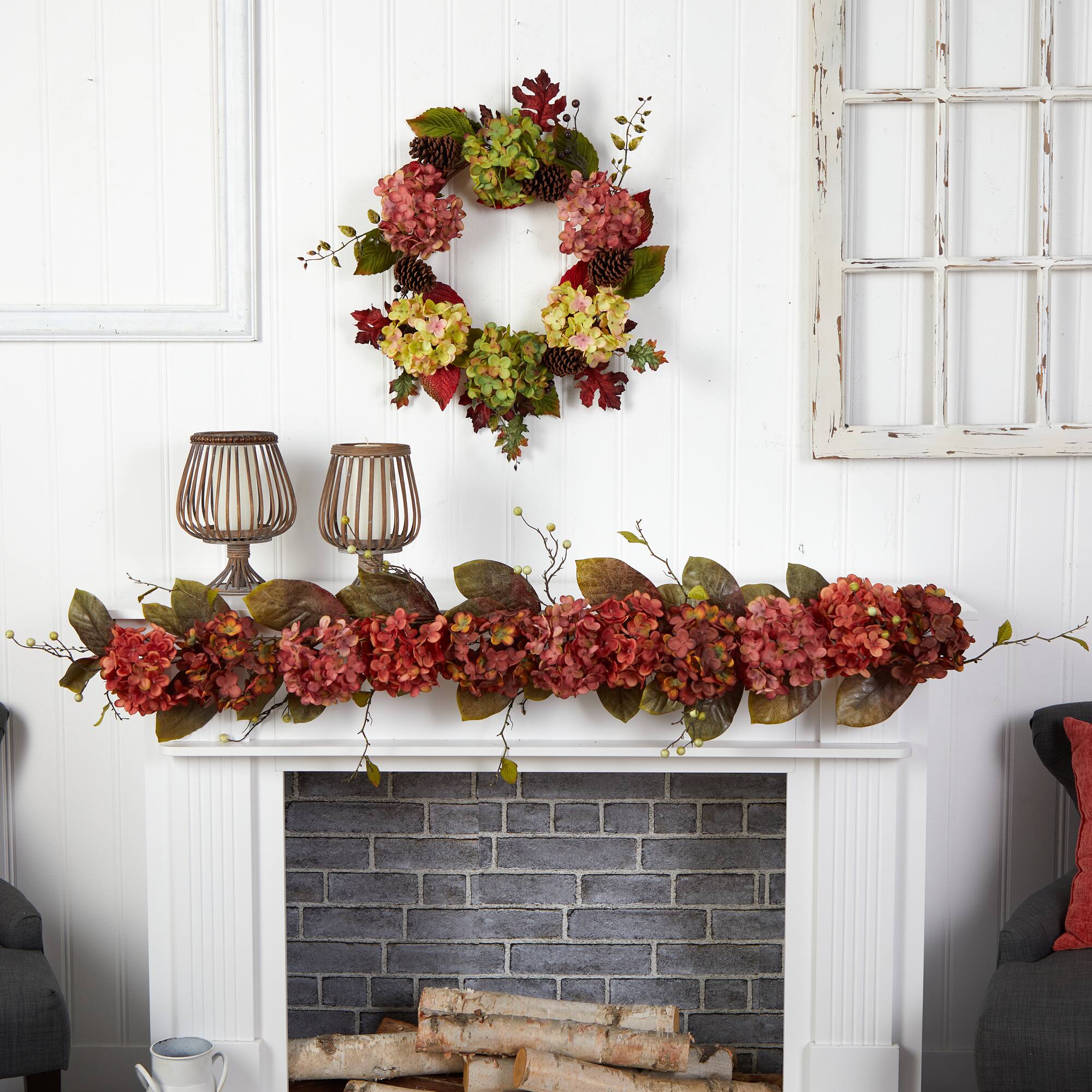 6ft. Fall Hydrangea & Berry Autumn Garland