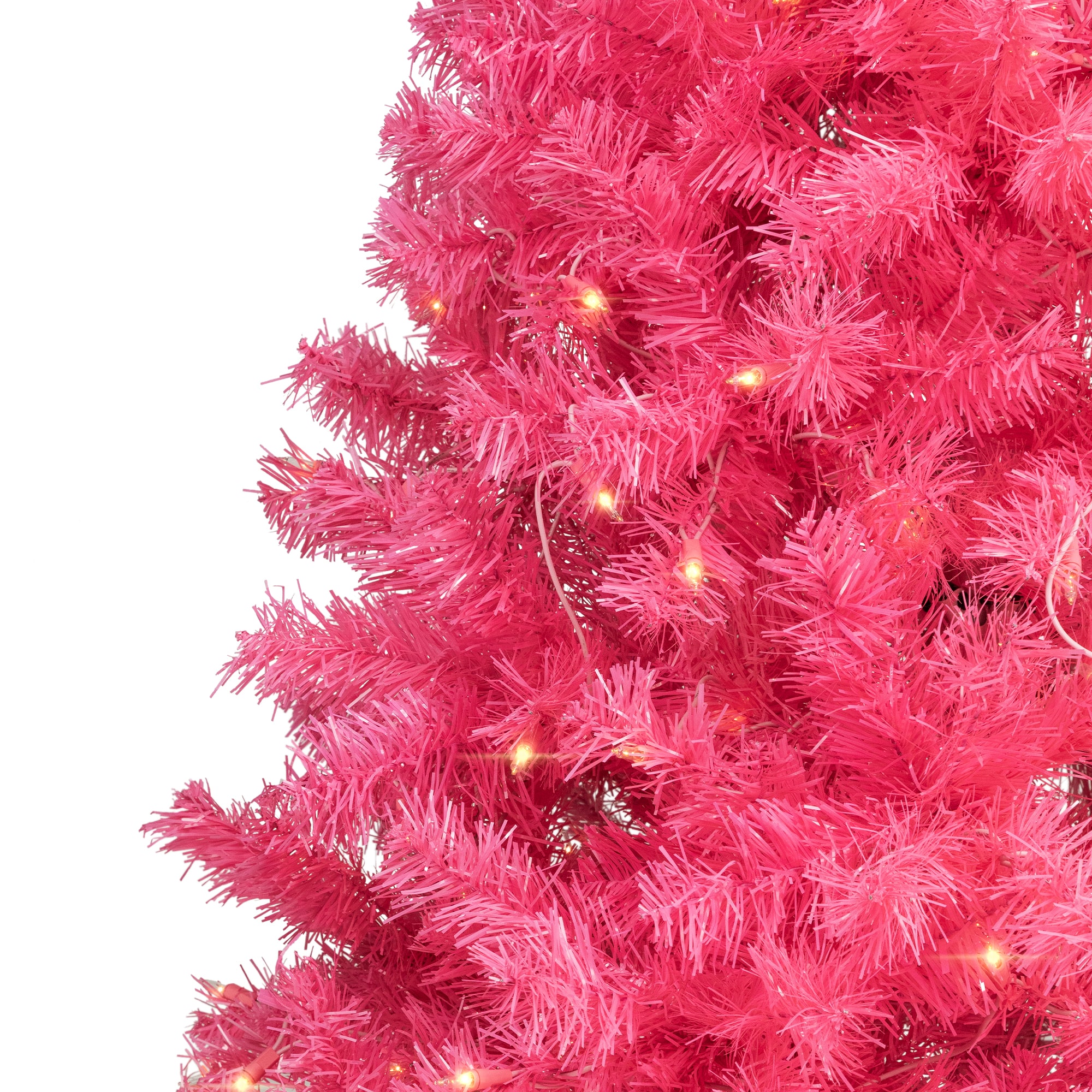 9ft. Pre-Lit Pink Tinsel Artificial Christmas Tree, Clear Lights