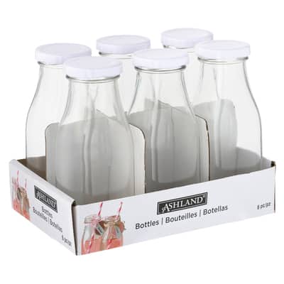 Ashland® Glass Milk Bottles with Lids, 6 Pack image