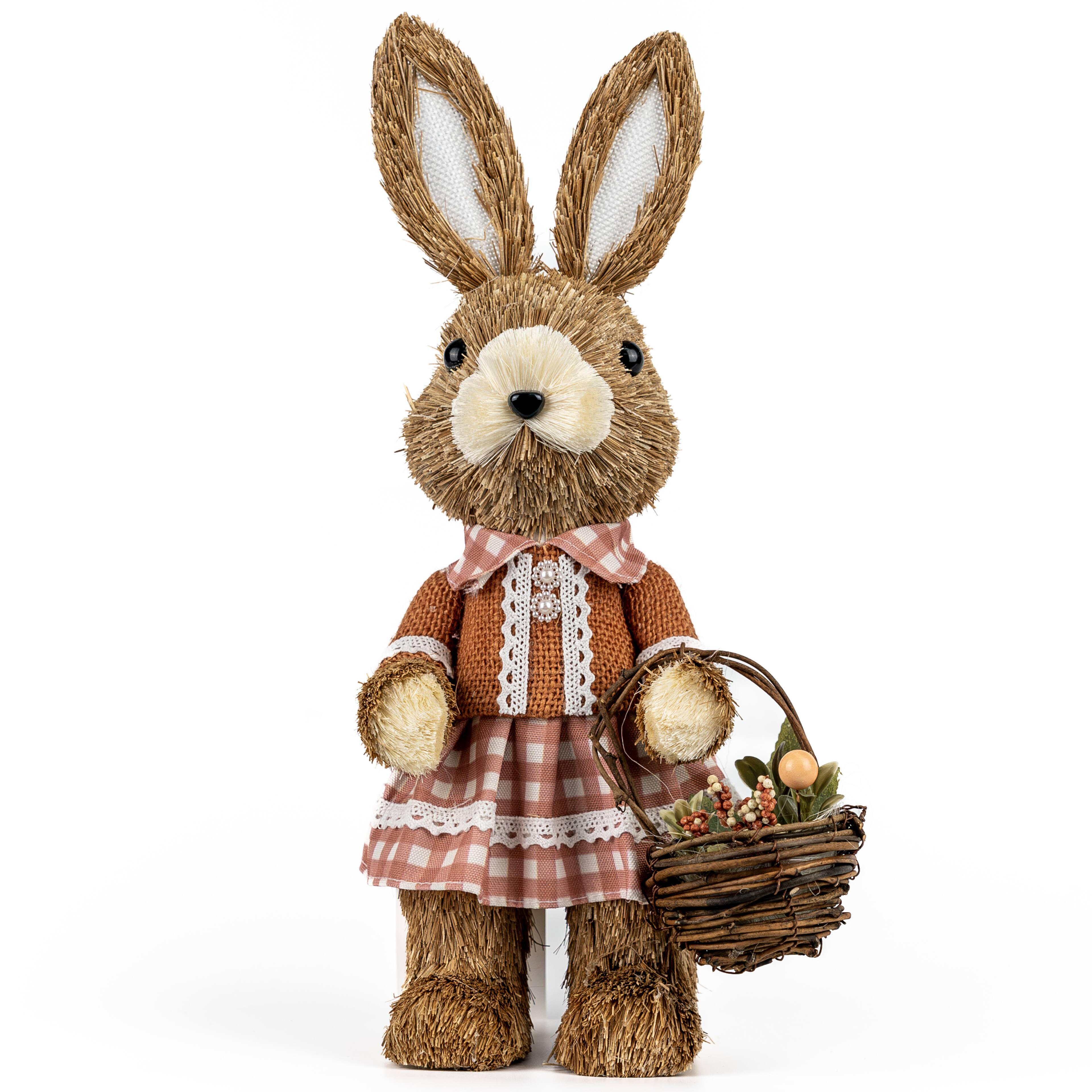13" Sisal Bunny with Egg Basket Décor by Ashland®