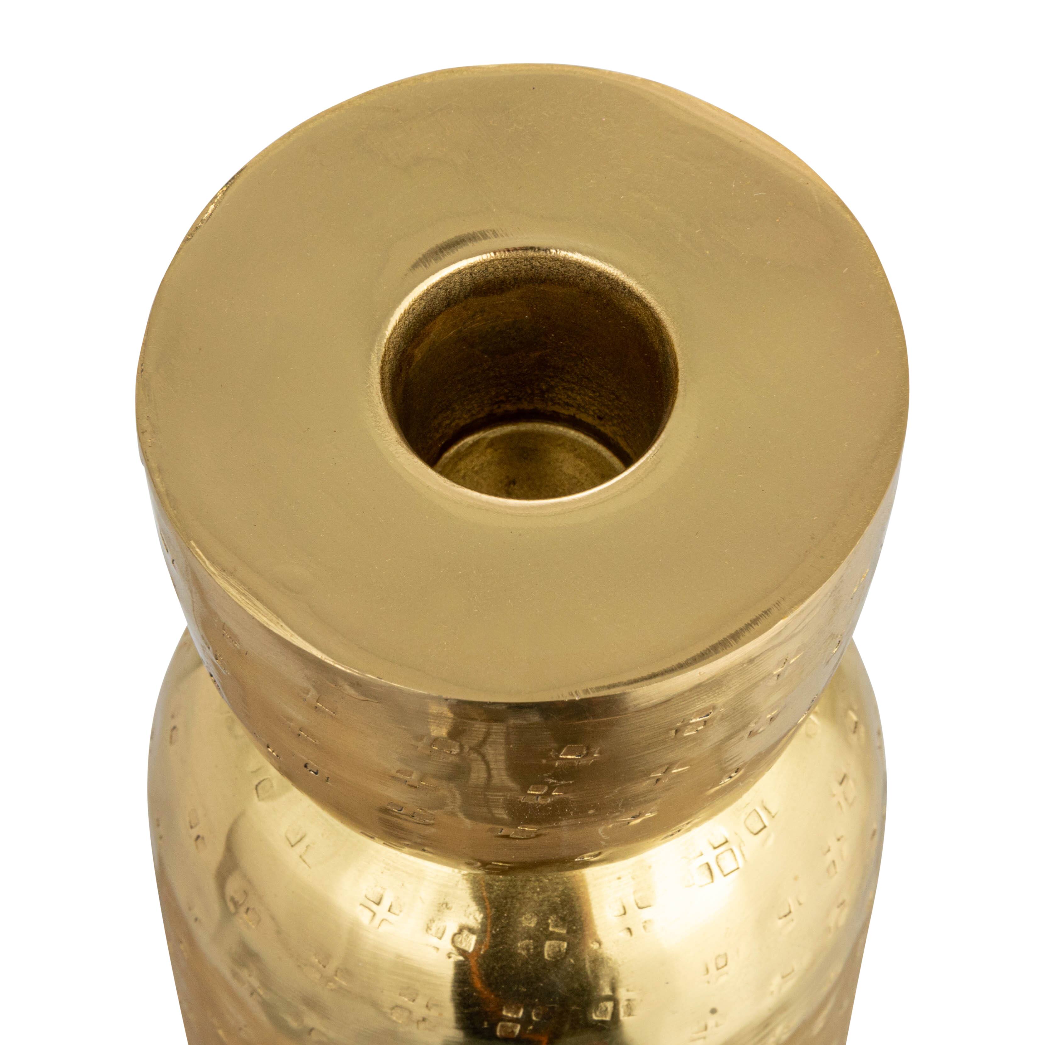 Hello Honey&#xAE; Antique Gold Hammered Metal Taper Candle Holder Set