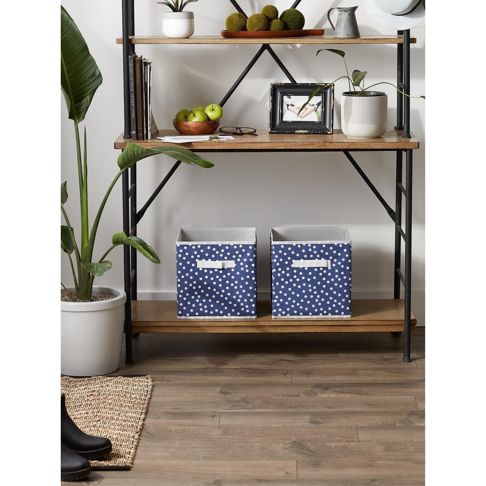 DII&#xAE; 11&#x22; French Blue &#x26; White Dots Storage Cube, 2ct.