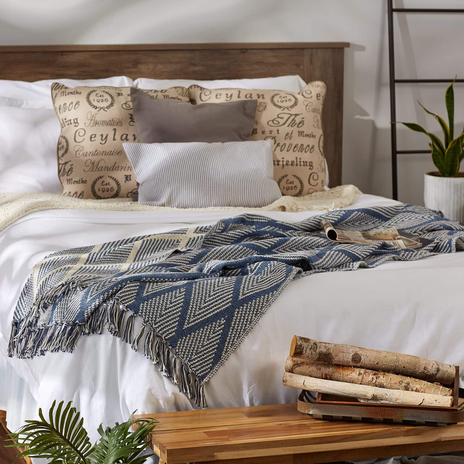 DII® Denim Blue Tone Multi Diamond Throw