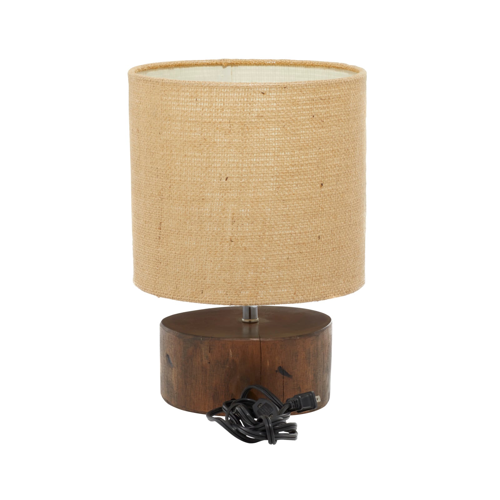 Brown Wood Rustic Table Lamp, 14&#x22; x 10&#x22; x 10&#x22;