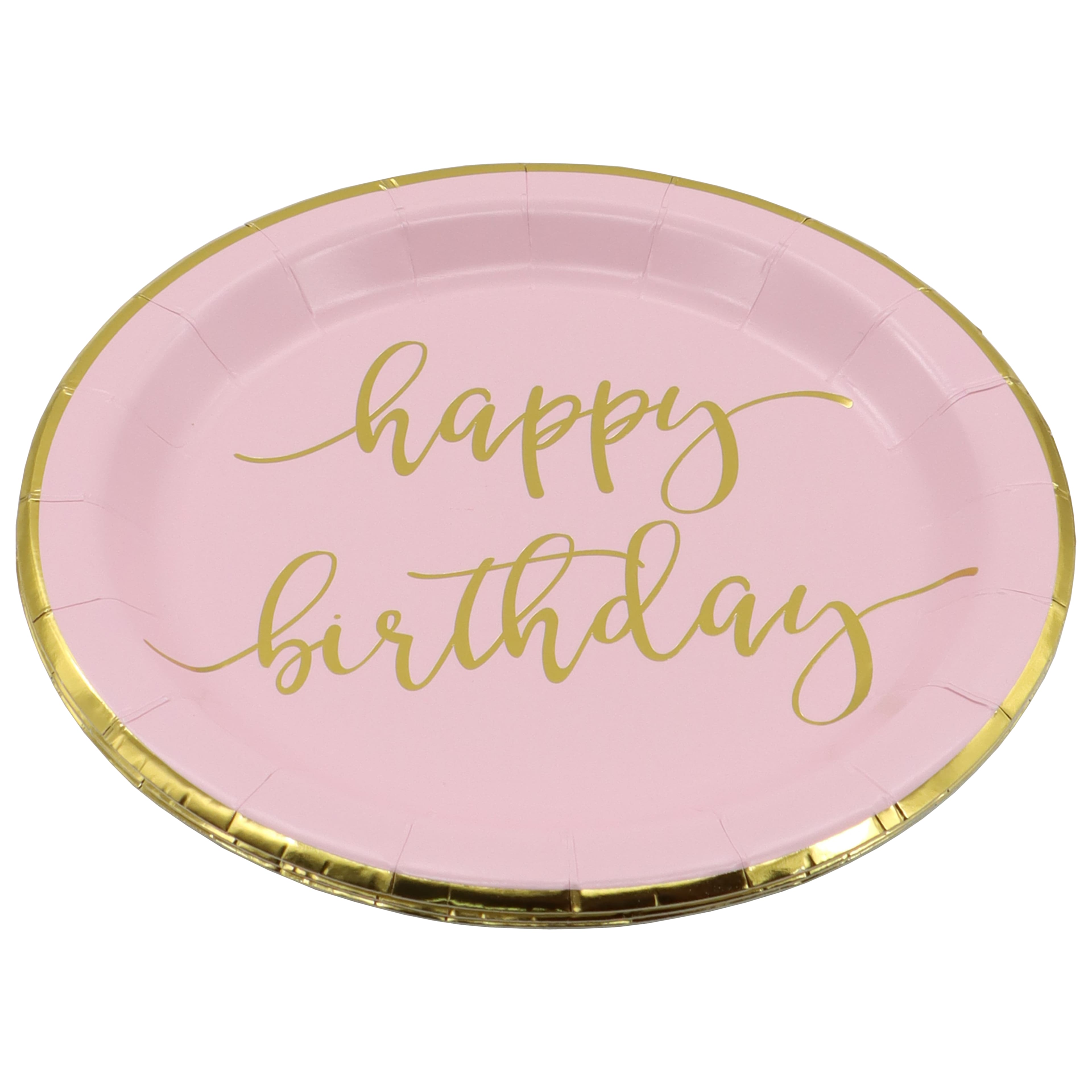 7" Pink & Gold Happy Birthday Snack Plates, 8ct. by Celebrate It™