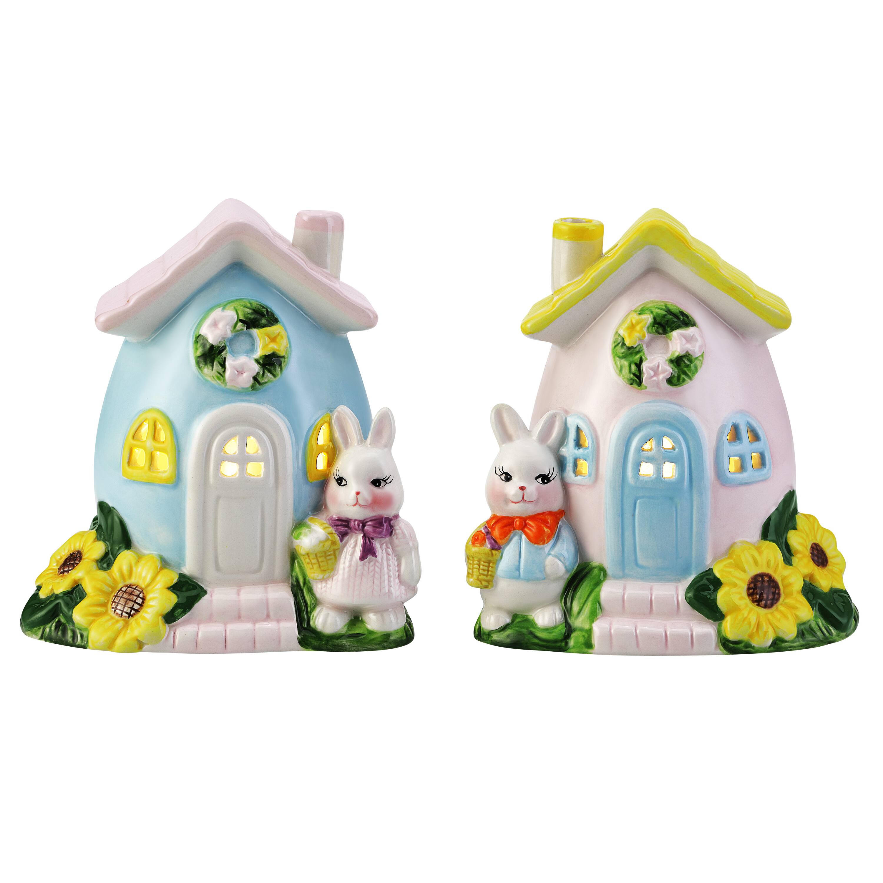 Mr. Cottontail 5" Ceramic Bunny Cottages Set