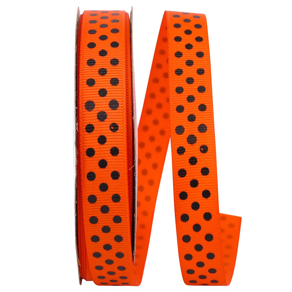 The Ribbon Roll 5/8&#x22; x 25yd. Grosgrain Halloween Confetti Dots Ribbon