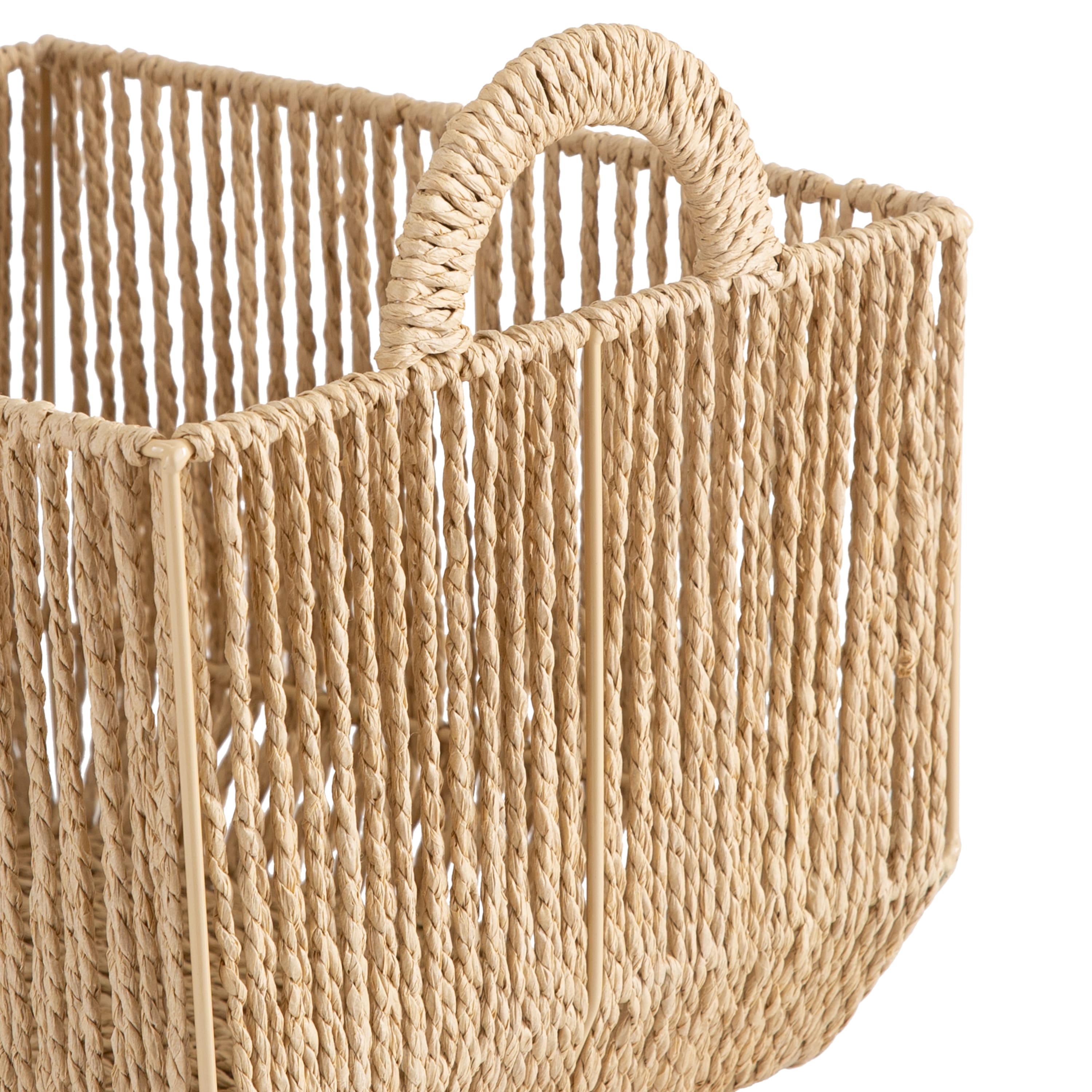 Simplify Large Vertical Weave Storage Basket with Round Handles