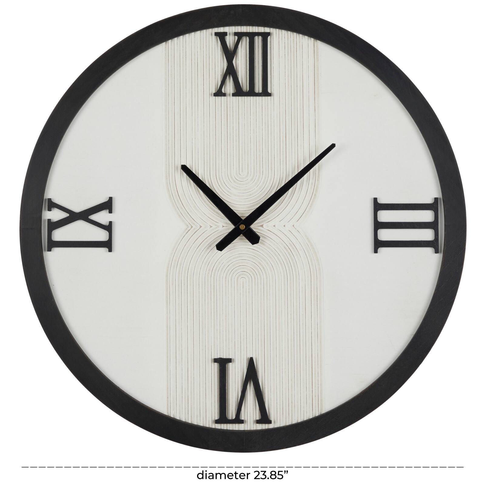 24&#x22; The Novogratz White Wood Art Deco Line Art Wall Clock