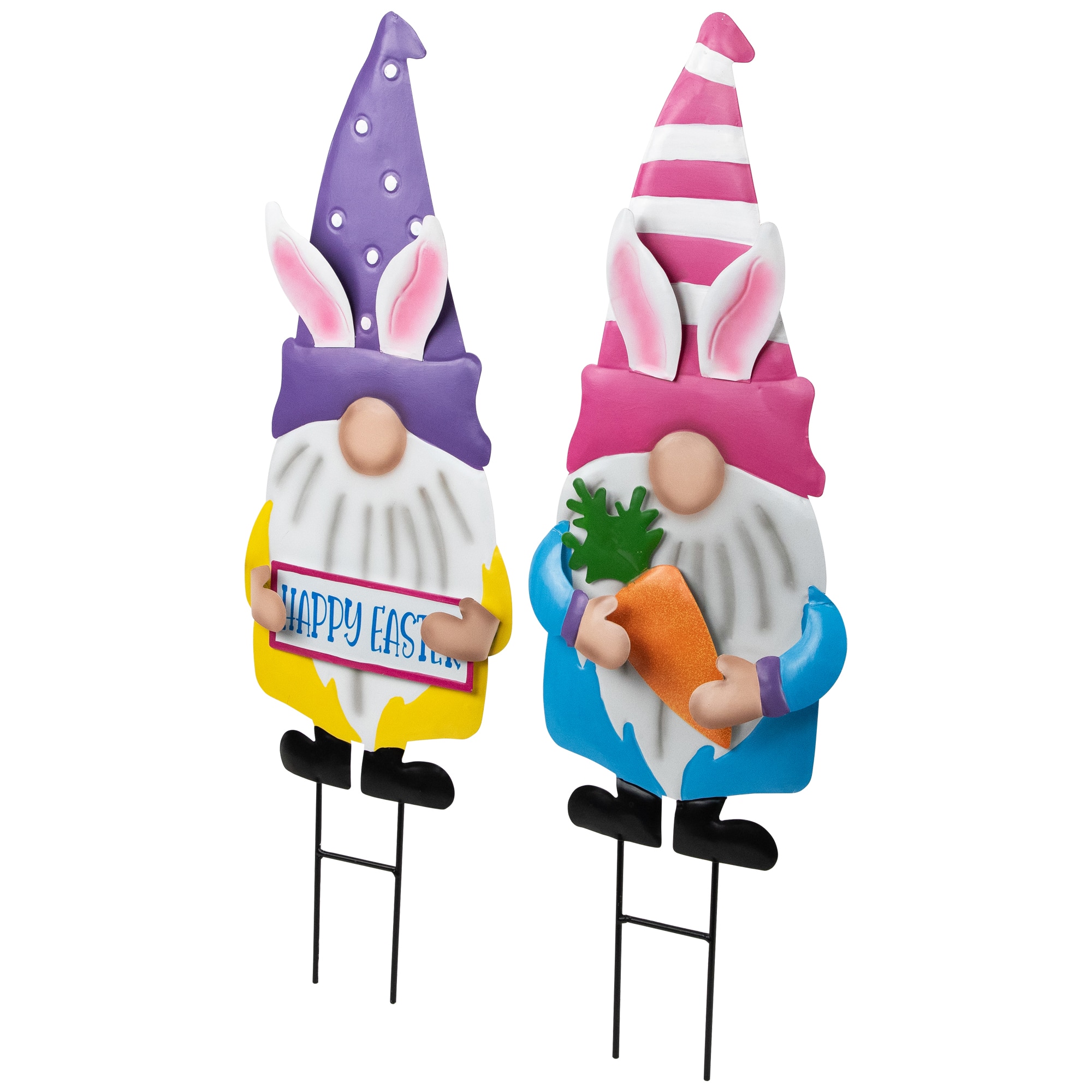 27" Gnomes with Bunny Ears Easter Outdoor Garden Stakes, 2ct.