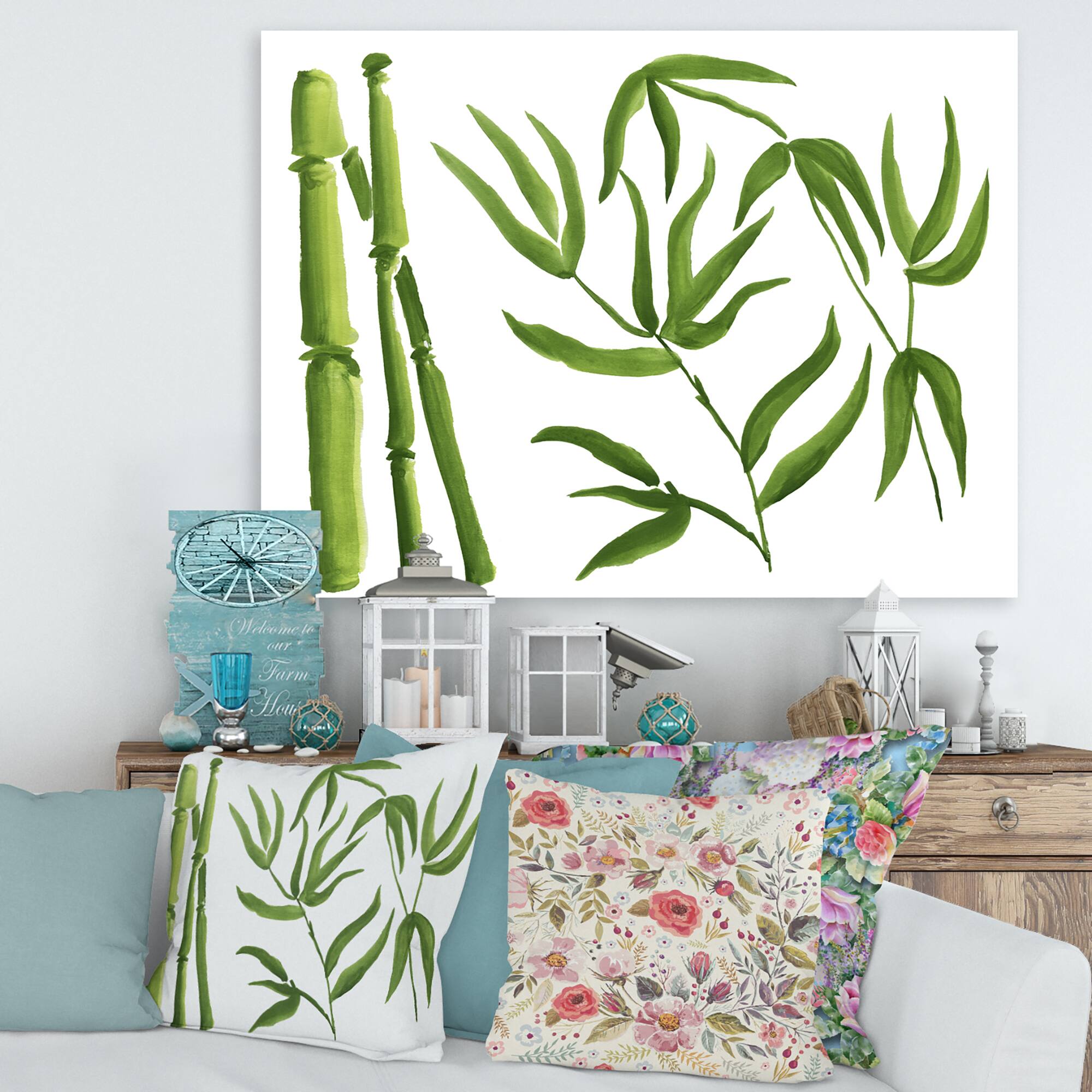Designart - Bamboo Branches In The Forest IV - Tropical Canvas Wall Art Print