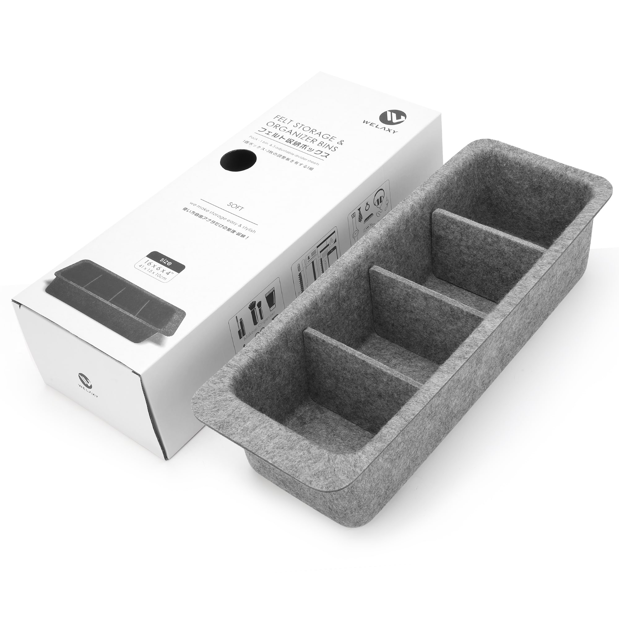 Felt Drawer Organizer Deep Bins, Pack of 7