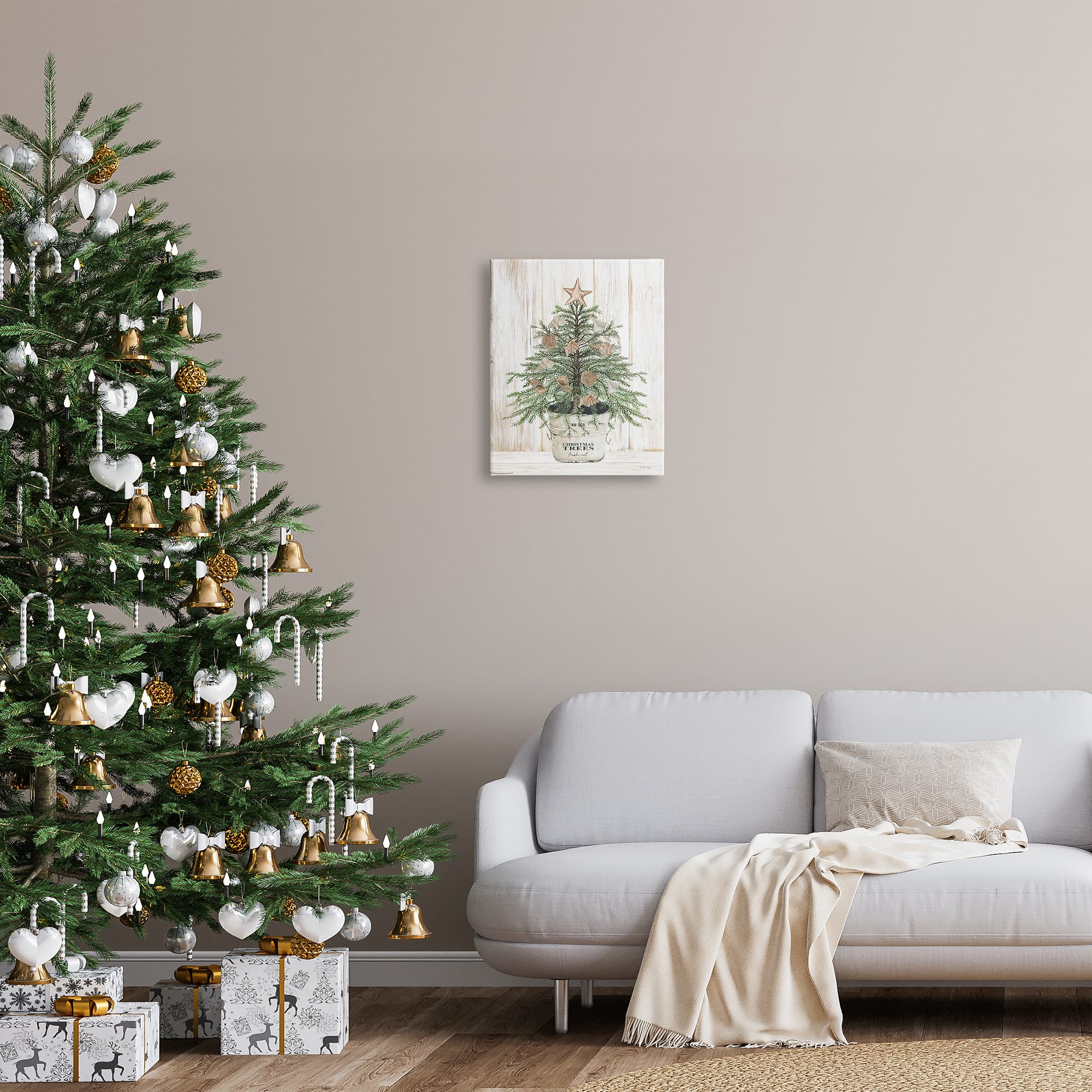 Stupell Industries Rustic Seashell Christmas Tree Canvas Wall Art