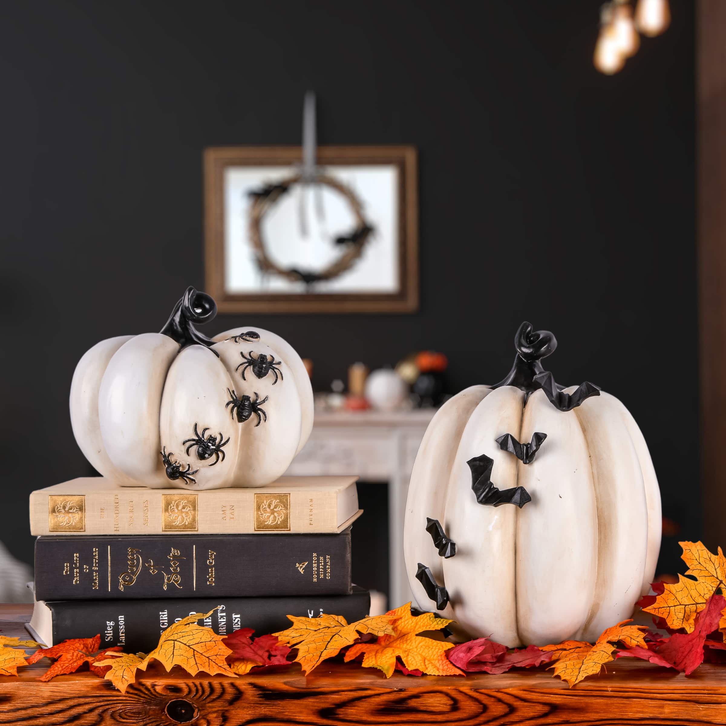 6" Pumpkin Décor with Spiders