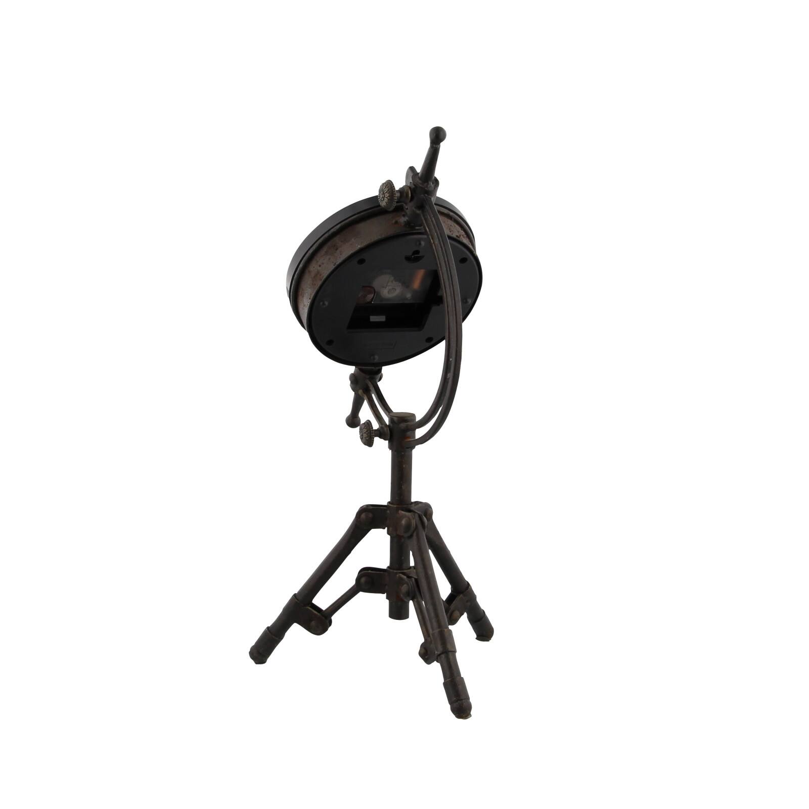 14&#x22; Black Metal Industrial Table Tripod Clock