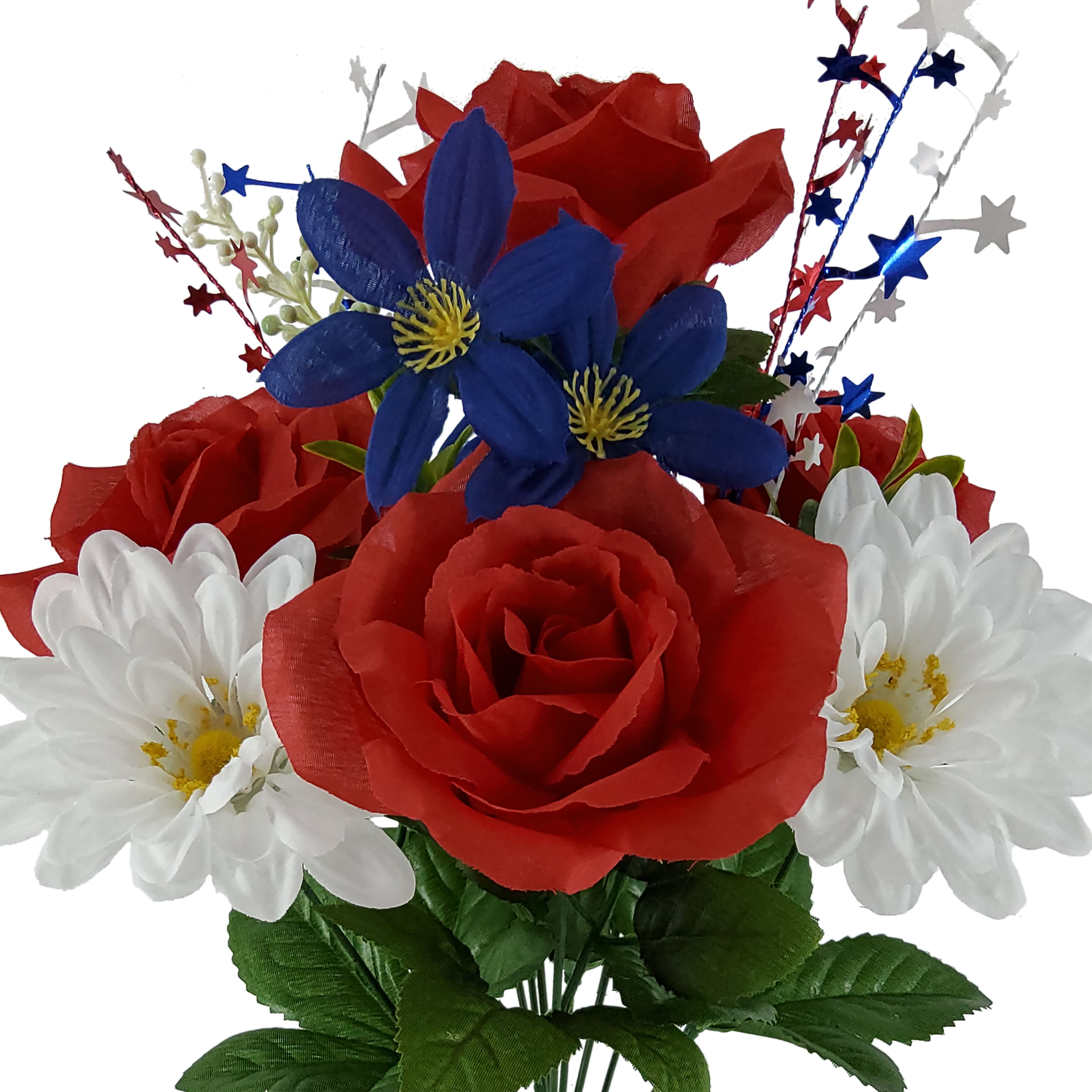 18" Red, White & Blue Rose Mix Bush with Stars by Celebrate It™