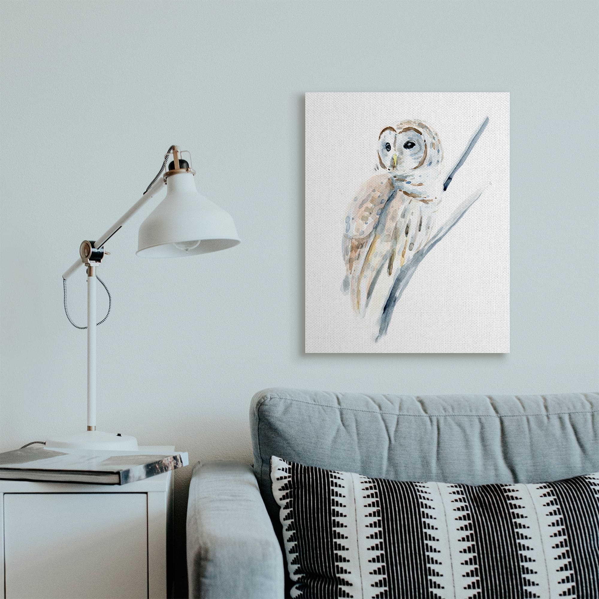 Stupell Industries Soft Arctic Owl Perched on Minimal Branch Canvas Wall Art