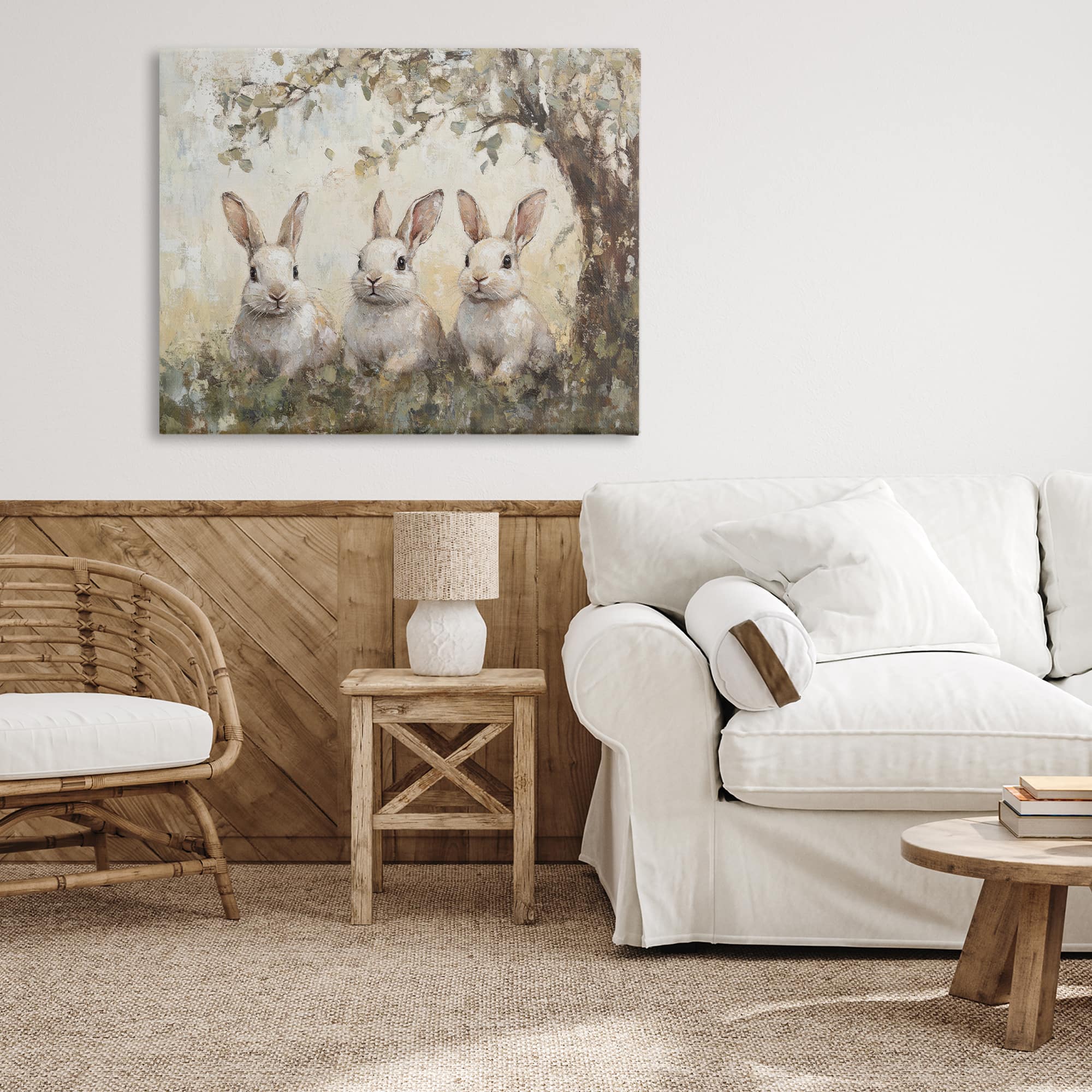 Stupell Industries Fairytale Bunnies under Tree Canvas Wall Art