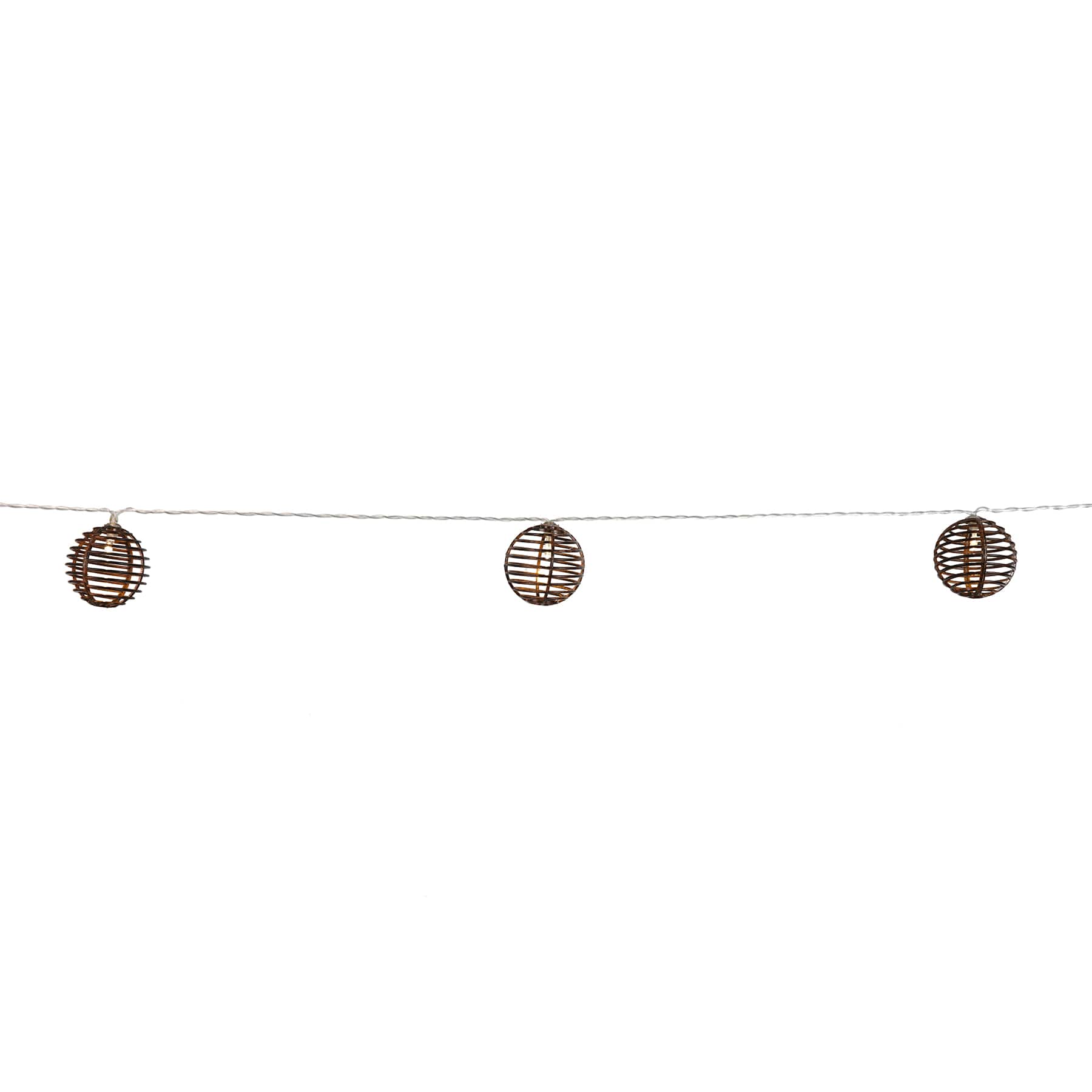 8 Pack: 10ct. Warm White LED Faux Rattan Ball String Lights by Ashland&#xAE;
